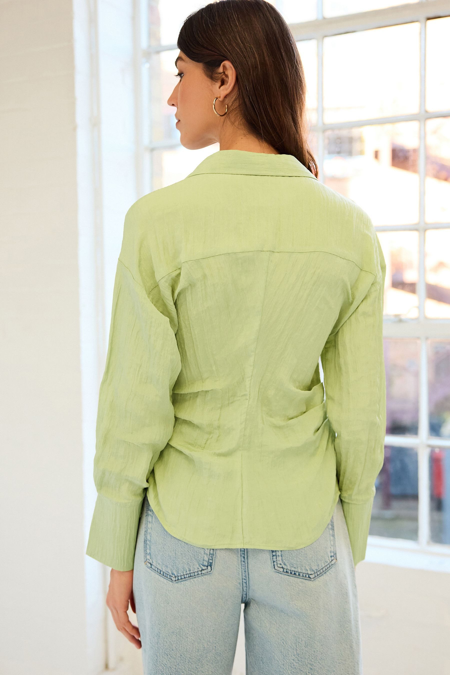 Next Wickelbluse Langärmeliges Wickelshirt in Knitteroptik günstig online kaufen