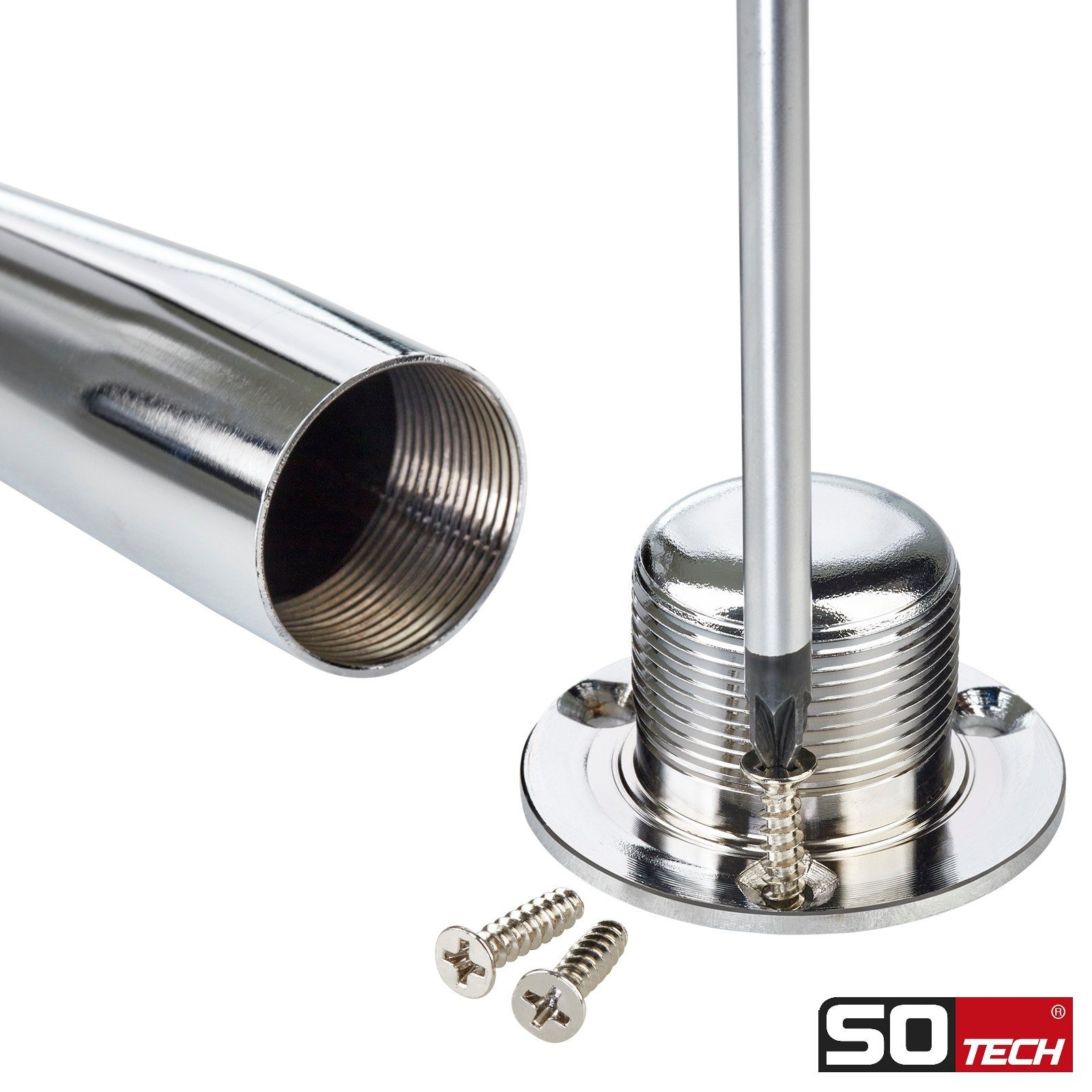 SO-TECH® Möbelfuß FOX-TROT höhenverstellbar um max. 12 mm, (4-St), Höhe 150 mm Chrom poliert – Bild 3 von 5