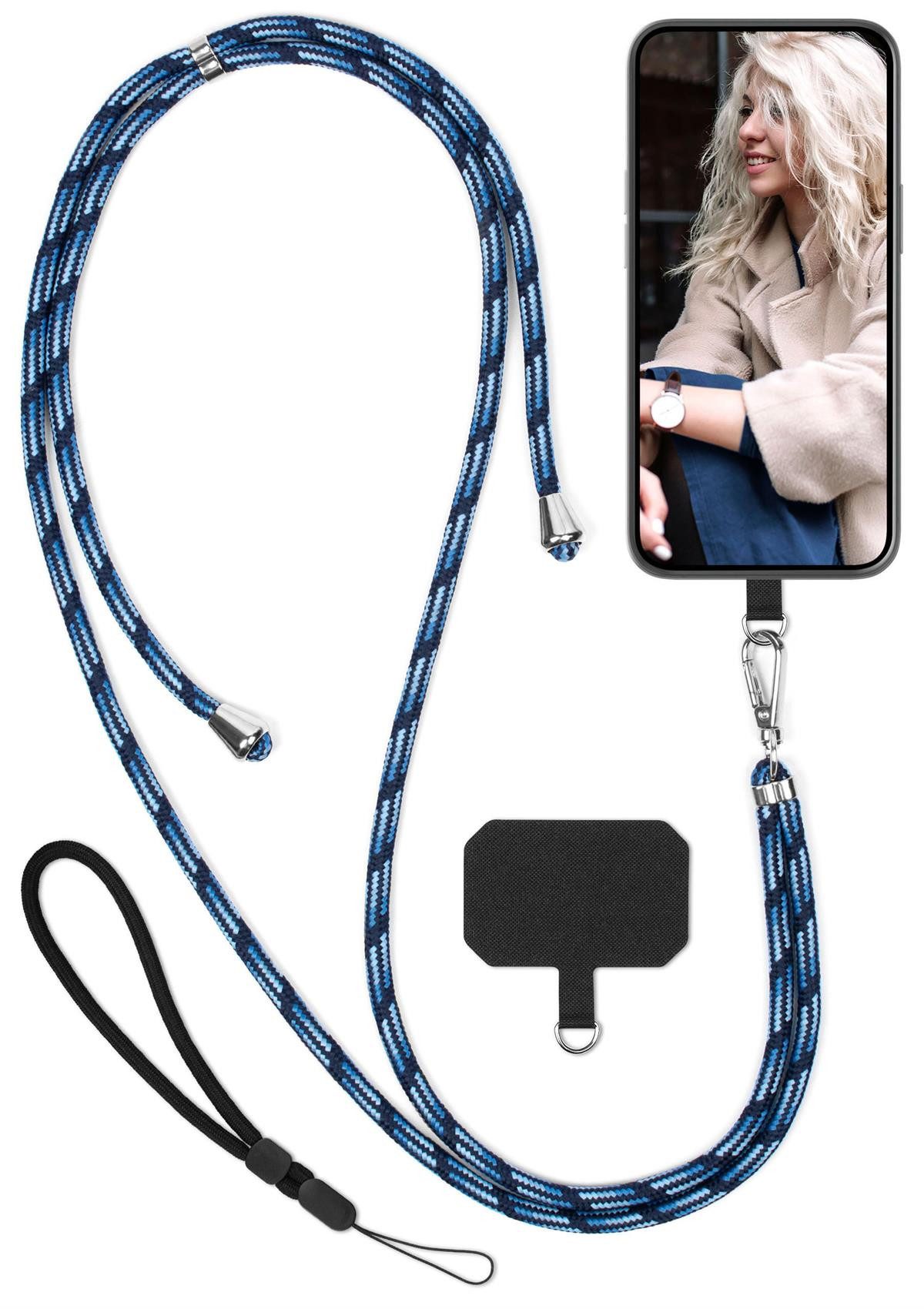 moex Handykette für Google Pixel 8 Pro Handyband ohne Hülle Unleash Blau 6,7 Zoll, Umhängeband mit Karabiner Handy Kette zum Umhängen Band abnehmbar