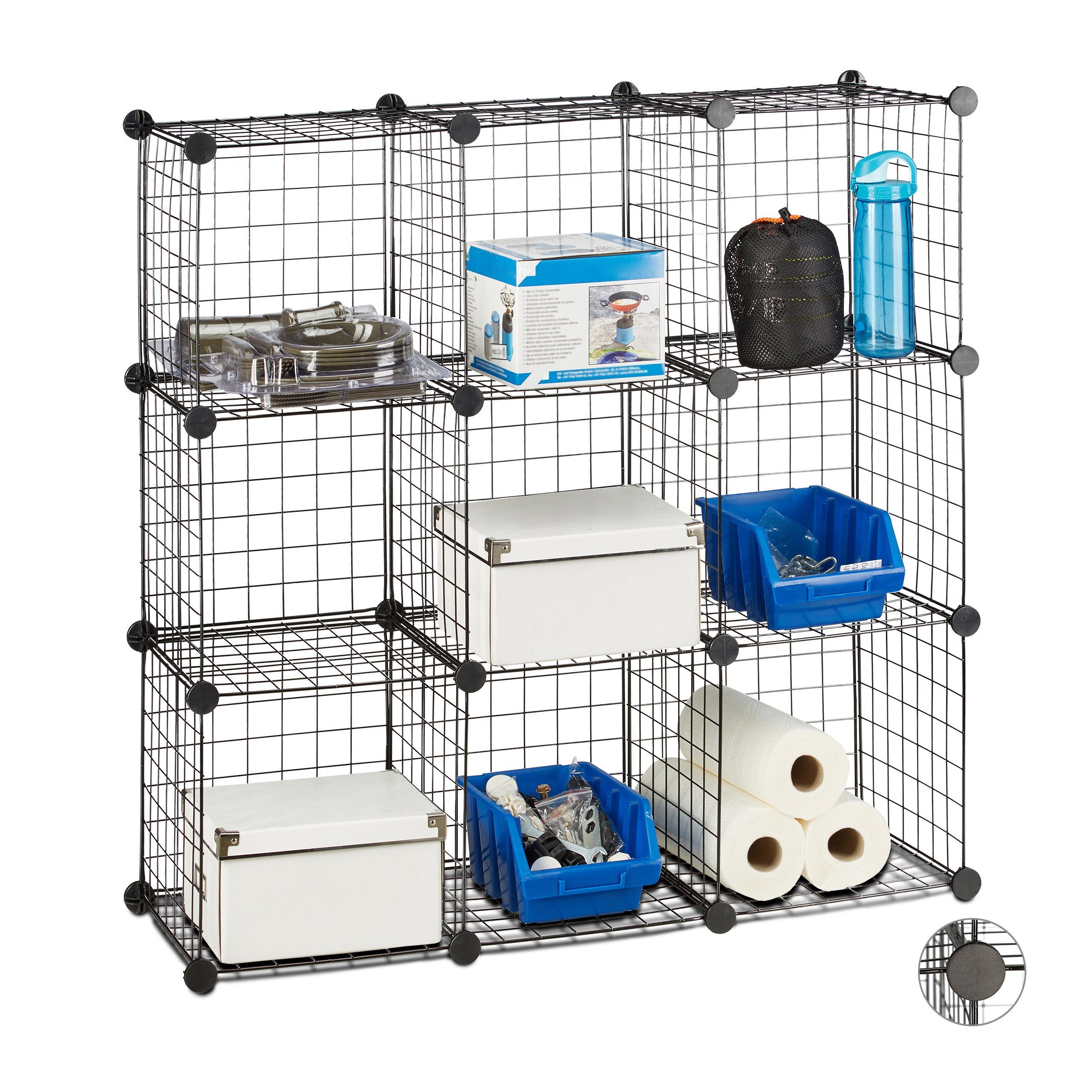 relaxdays Steckregal Drahtgitter 9 Fäch, 30 x 30 cm günstig online kaufen