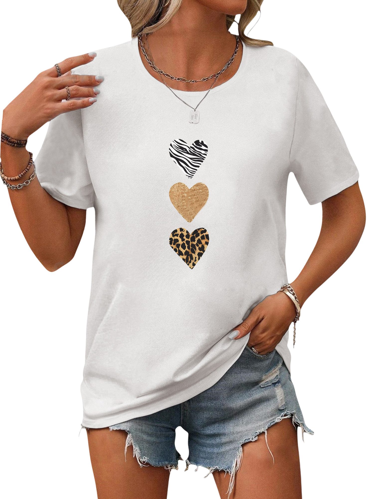 PYL Rundhalsshirt Damen Sommer Casual Bequemes günstig online kaufen