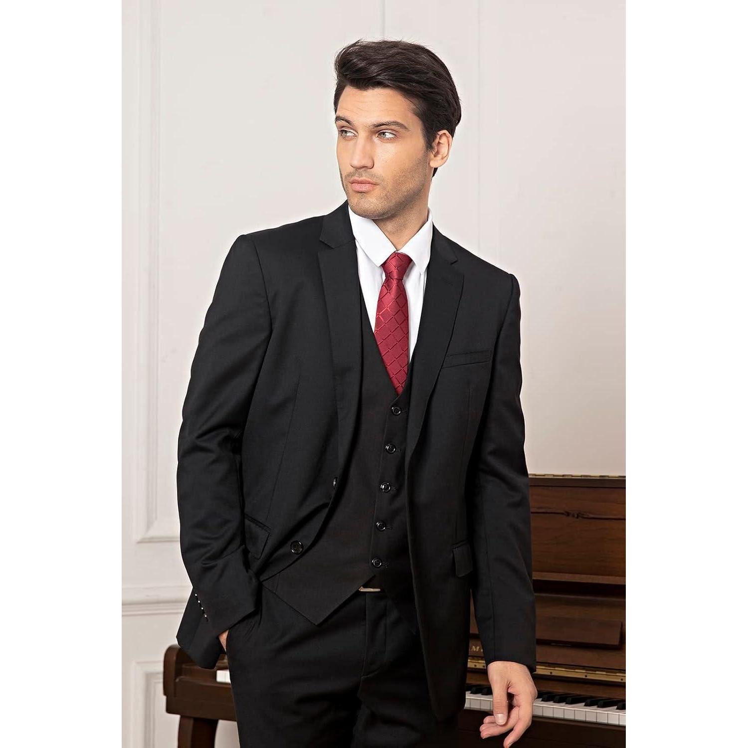 LuxusKollektion Krawatte Weste Herren Formale Hochzeit Party Baumwolle Einfarbig S Schwarz