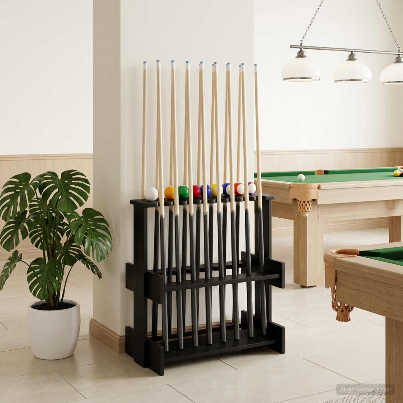 vidaXL Billardtisch Billardqueue-Ständer Holzwerkstoff 60 x 35 x 60 cm Schwarz, (1-tlg)