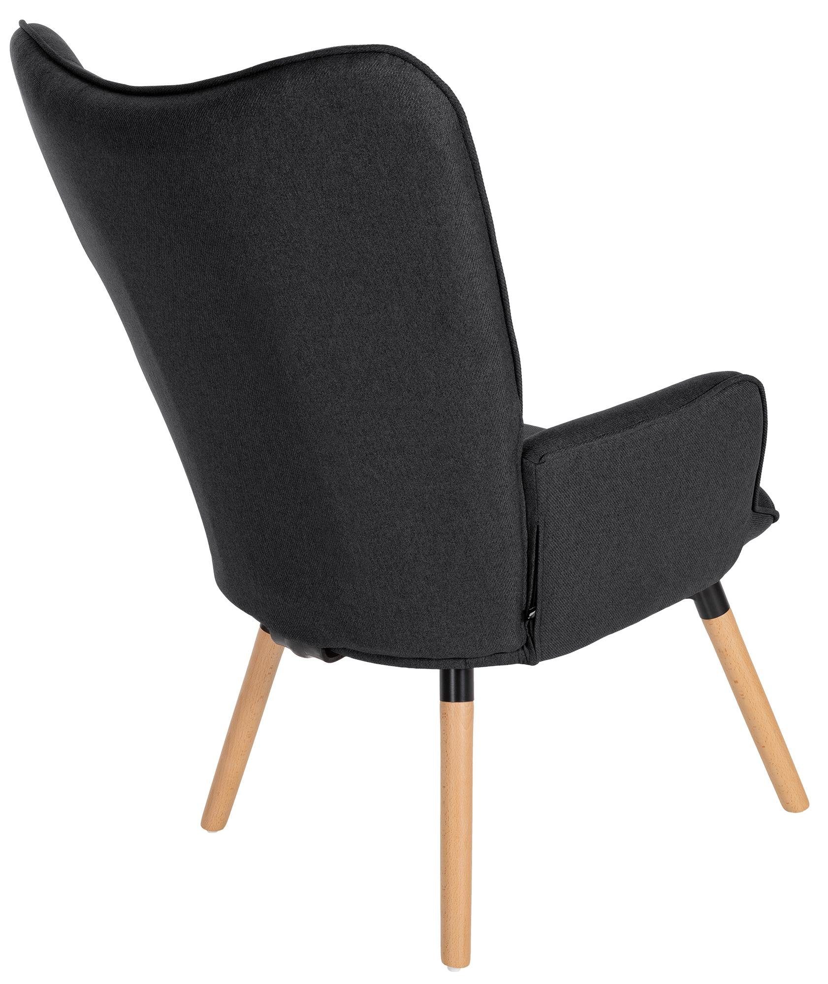 Stoff-Bezug Garding, Loungesessel CLP Hocker, mit schwarz Sessel 2-tlg.,