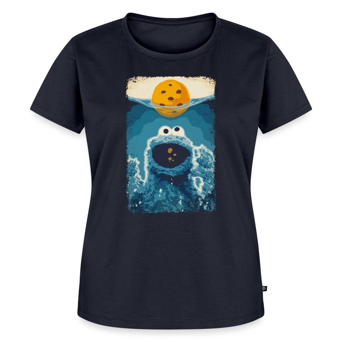 Spreadshirt T-Shirt Sesamstraße Krümelmonster Hai Frauen Premium T-Shirt (1-tlg)