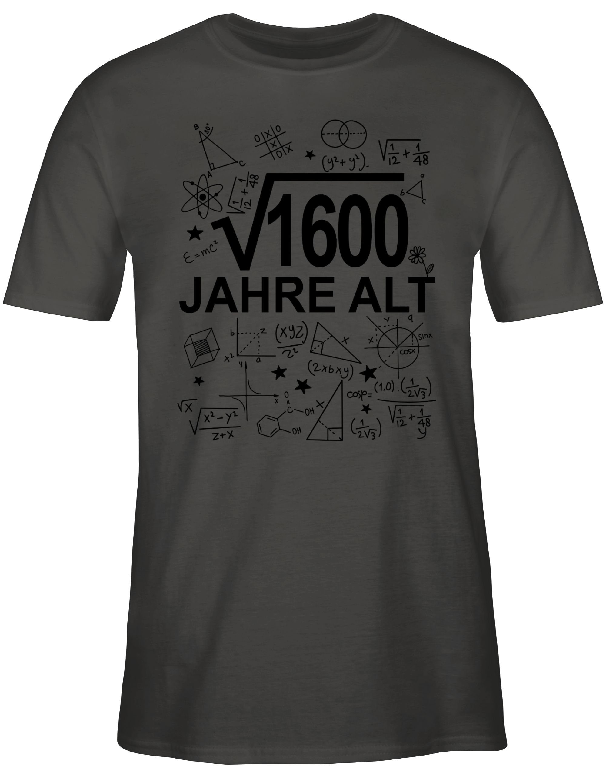 T-Shirt Vierzig 1 schwarz Shirtracer 40. Dunkelgrau alt 1600) Jahre Geburtstag (Wurzel