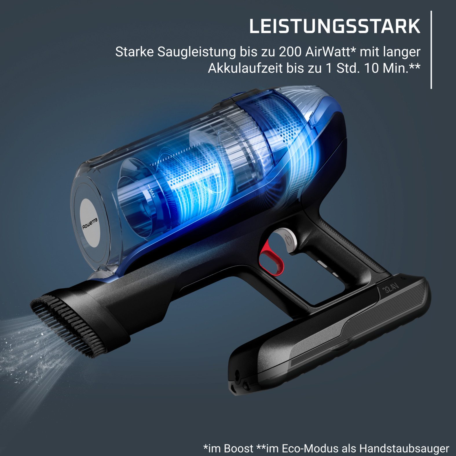 Rowenta Akku-Hand-und Stielstaubsauger X-Force Flex 14.60 Aqua, leistungsstark, langlebiger Akku, Flex-Gelenk, 480 W, beutellos, bis zu 200 Air Watt, Aqua-Düse, 2-in-1 Wisch- und Saugfunktion, RH99C3
