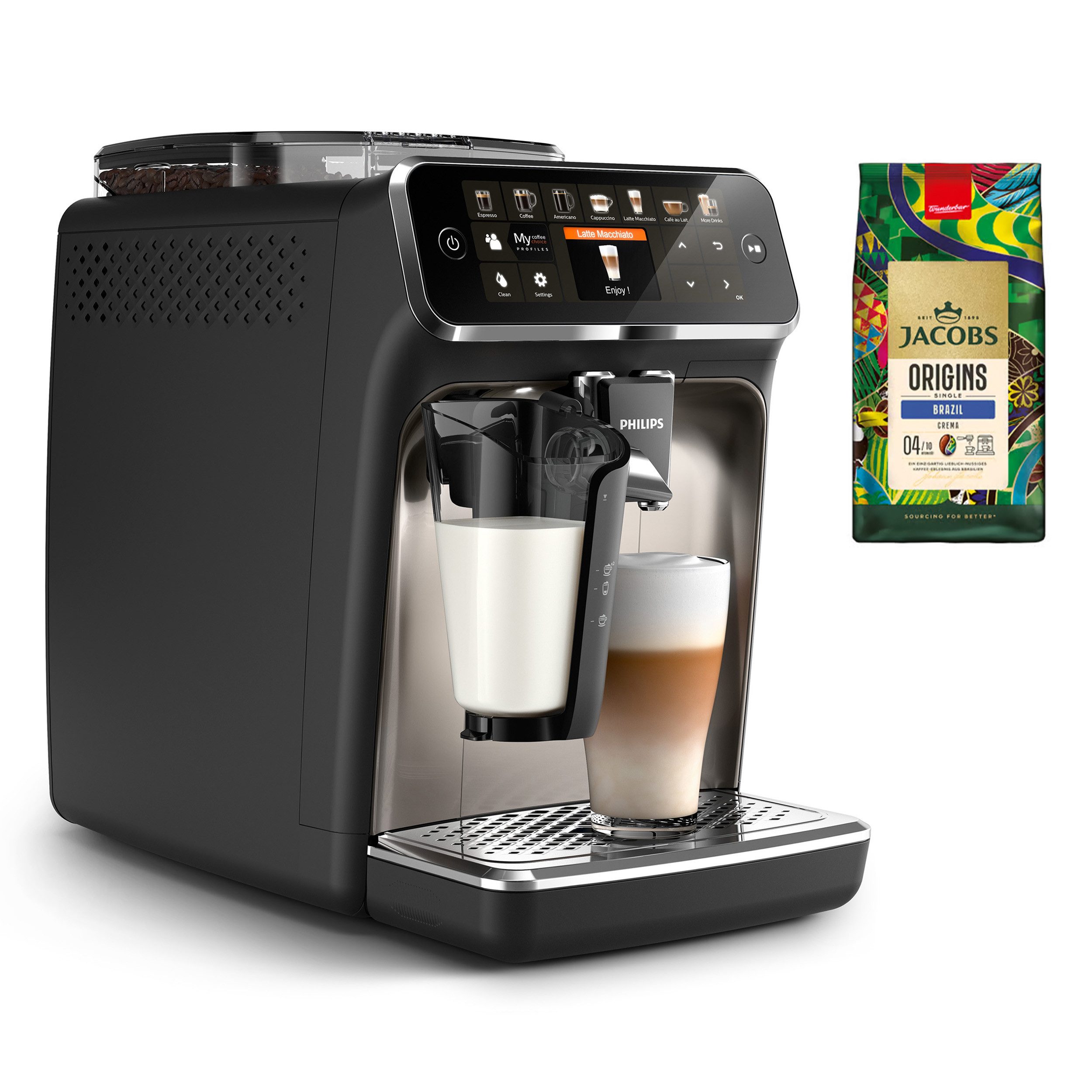 Philips Kaffeevollautomat EP5447/90 5400 Series, 12 Kaffeespezialitäten, LatteGo Milchsystem und 4 Benutzerprofilen