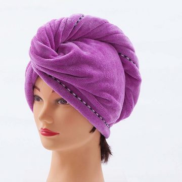 FIDDY Duschhaube 2 Stück Turban Handtuch Mit Knopf, Kopftuch Handtuch für Lange Haar (2 St)