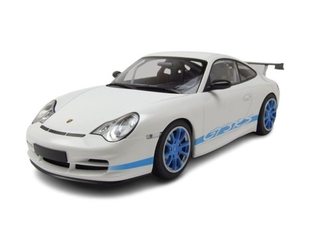 Minichamps Modellauto Porsche 911 GT3 RS 2002 weiß mit blauen Streifen, Maßstab 1:18