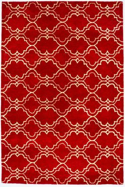 Wollteppich Designer Teppich handgetuftet rot, morgenland, rechteckig, Höhe: 18 mm