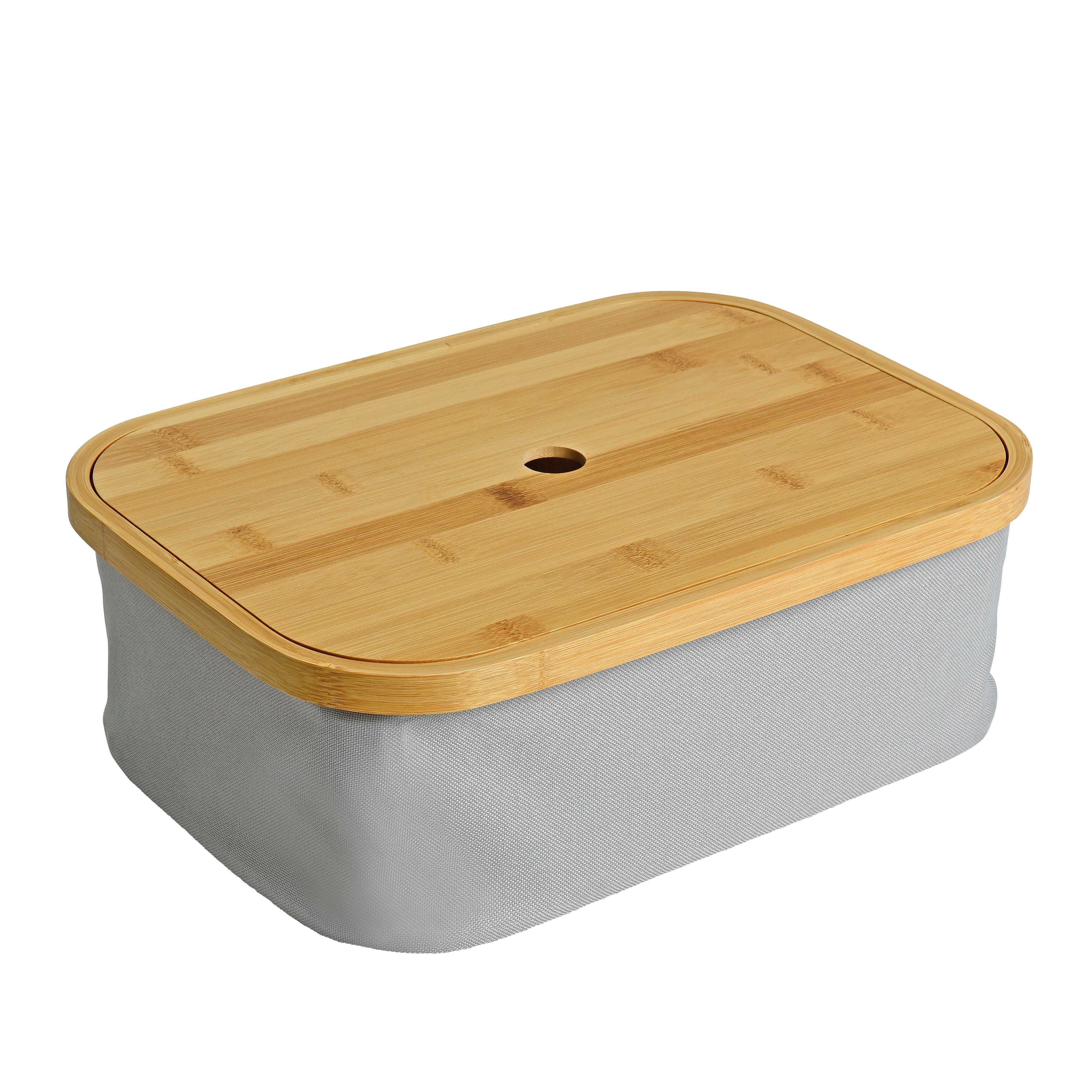 ESTEXO Aufbewahrungssystem Faltbarer Bambuskorb Aufbewahrungsbox Hellgrau 35x25x12 cm Aufbewahr