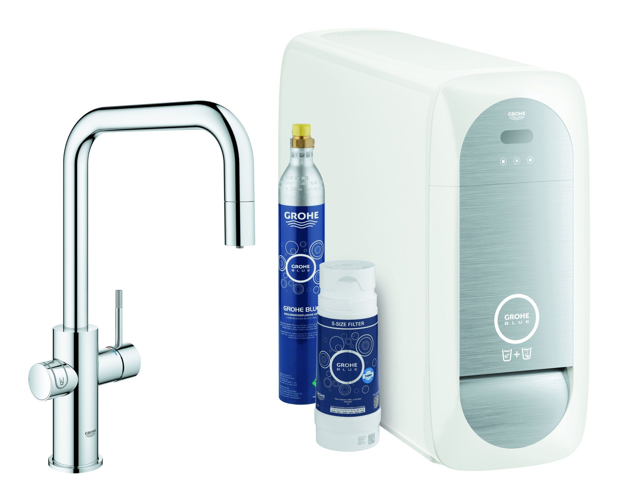 Grohe Küchenarmatur Blue Home Starterkit Spültischarmatur mit U-Auslauf, herausziehbar - Chrom