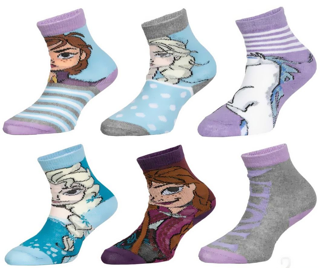 Disney Frozen Feinsocken 6x Anna+Elsa Die Eiskönigin Strümpfe Kindersocken 23/26 27/30 31/34