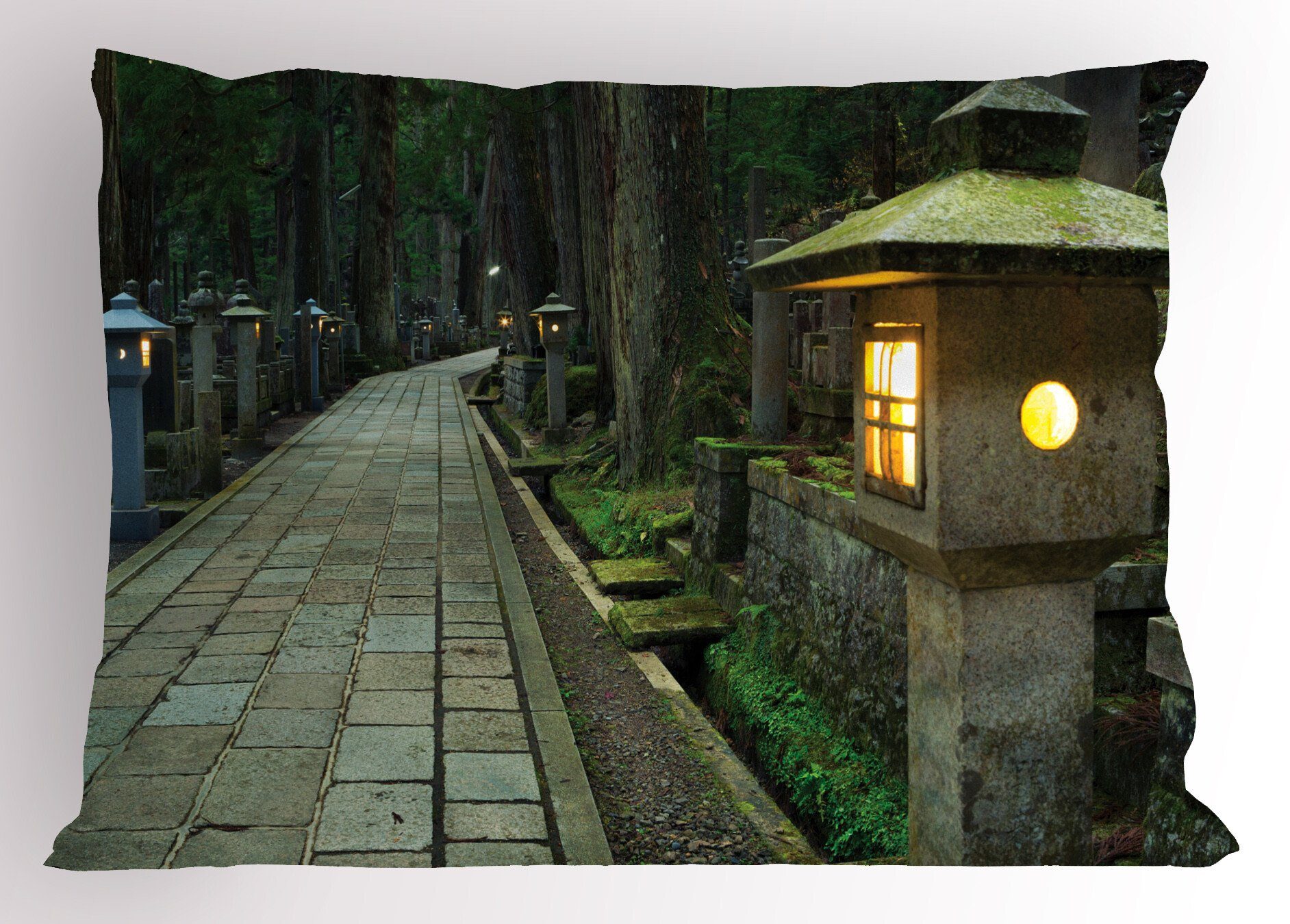 Kissenbezüge Dekorativer Standard King Size Gedruckter Kissenbezug, Abakuhaus (1 Stück), Japan Pfad Durch Alten Friedhof