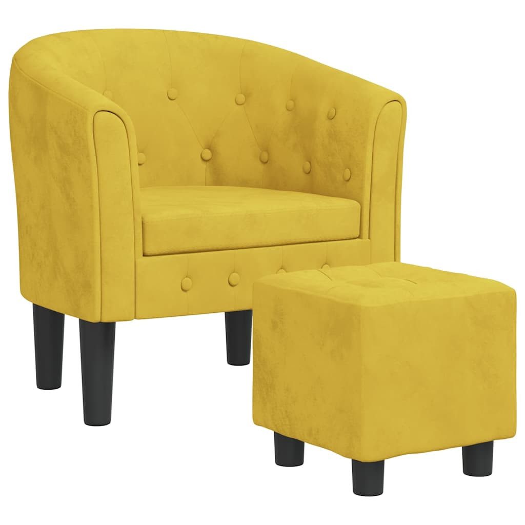 furnicato Cocktailsessel Moderner gelber Clubsessel mit Fußhocker, 70x56x68 cm, (1-St)