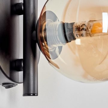 hofstein Wandleuchte Wandlampe aus Metall/Glas in Schwarz/Bernsteinfarben, ohne Leuchtmittel, Leuchte im Retro-Design aus Glas, 1 x G9, ohne Leuchtmittel