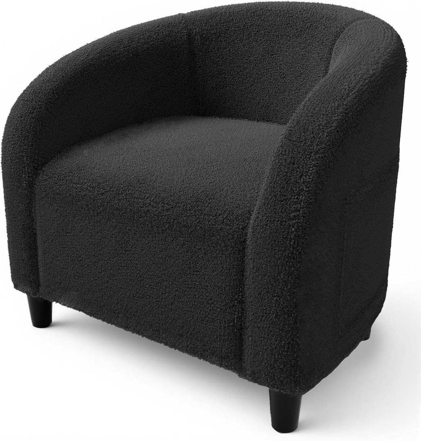 GarveeMore Sessel mit weich gepolstertem Sitz und stabilen Beinen für Wohnzimmer, Akzentstuhl,Fassstuhl,Bouclé-Sessel,Sherpa-Sessel,63x68x71cm