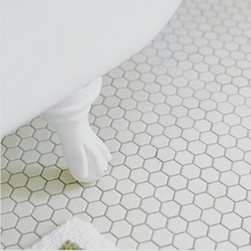 Mosani Mosaikfliesen Sechseck Mosaik Fliese Keramik mini weiß matt Wand Dusche Küche