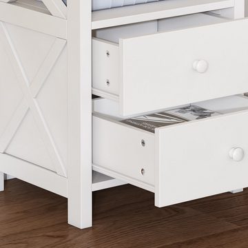 BlingBin Nachttisch Kommode Schrank mit Schubladen X-Form (1er Set, 1-St., 1 Tisch), Stauraum im Wohnzimmer und Schlafzimmer