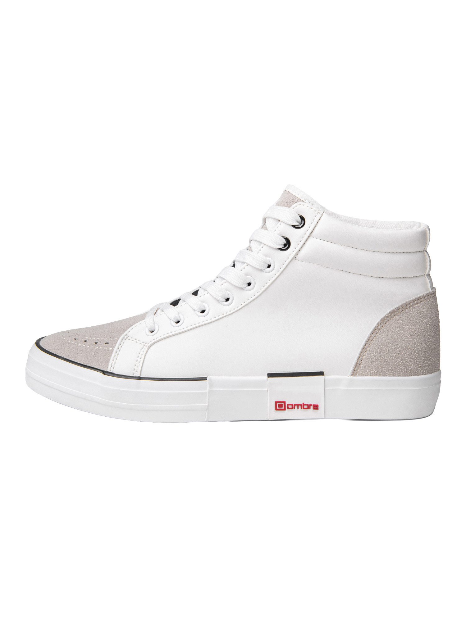 OMBRE Herren Sneaker mit hohem Schaft und modernem Design Weiß 40 Sneaker (kein Set) in Unifarbe