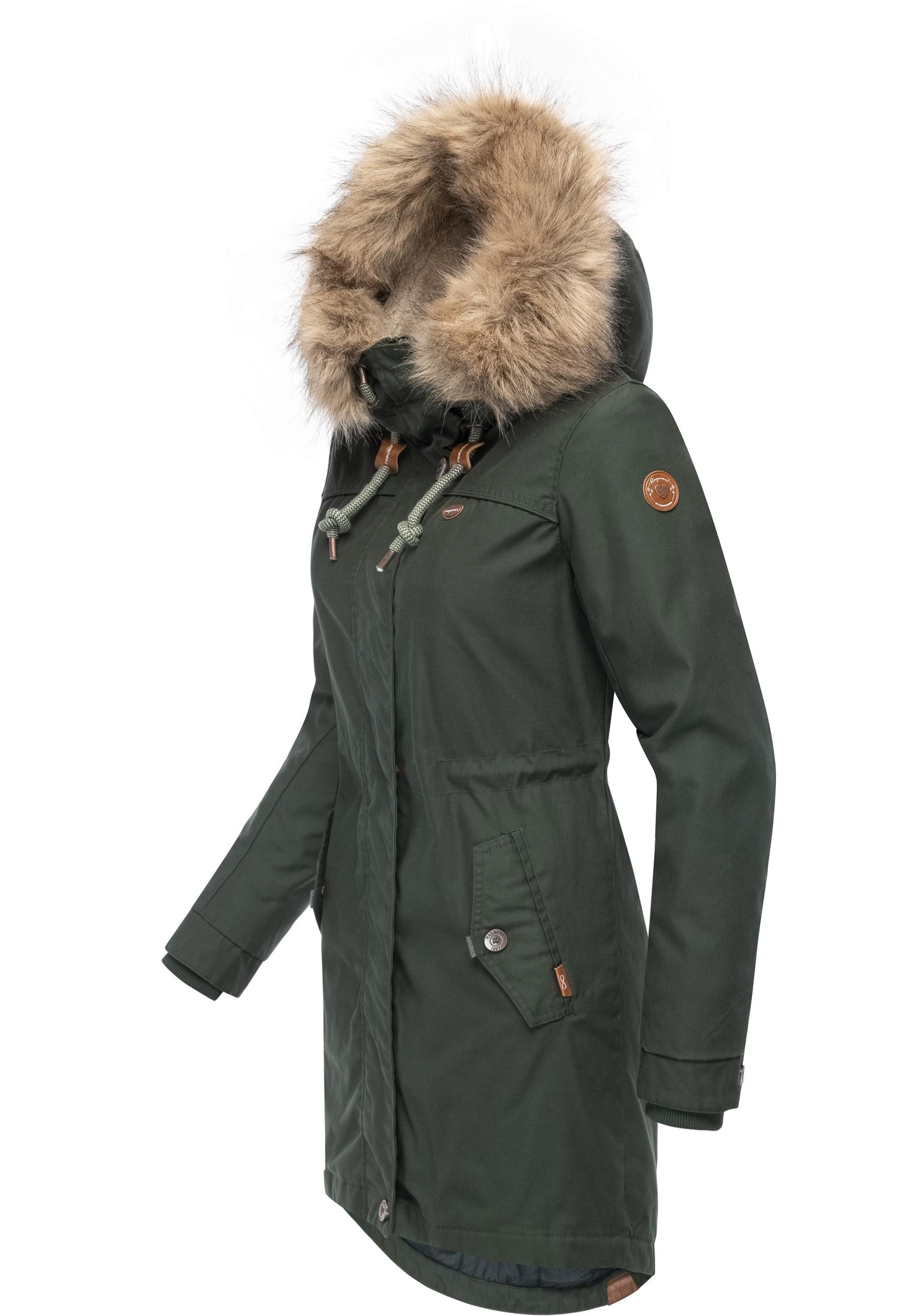 Ragwear Winterjacke Tawny stylischer Winterparka mit großer Kapuze und Kuns günstig online kaufen