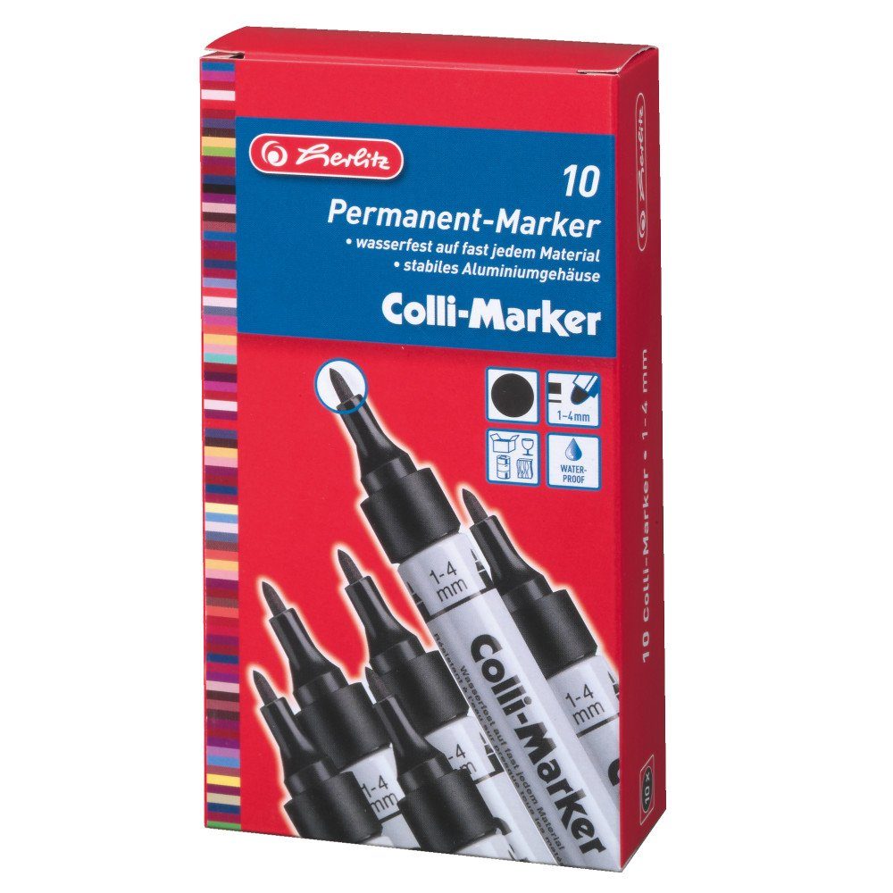 Herlitz Marker 10 Herlitz Permanentmarker "Colli Marker" / 1-4mm / rund / Farbe: schw