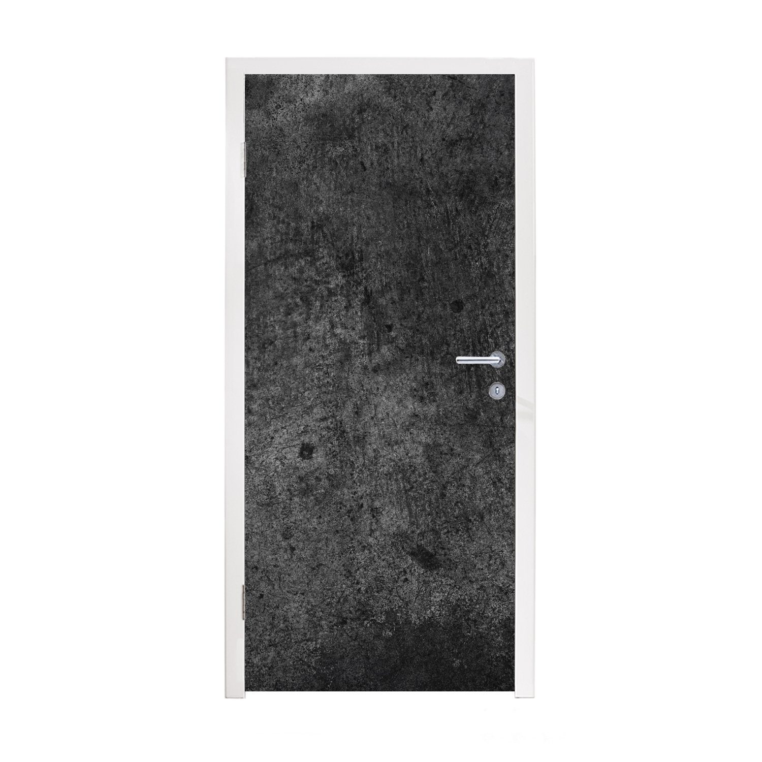 MuchoWow Türtapete Beton - Strukturiert - Retro - Schwarz - Grau - Rustikal, Matt, bedruckt, (1 St), Fototapete für Tür, Türaufkleber, 75x205 cm