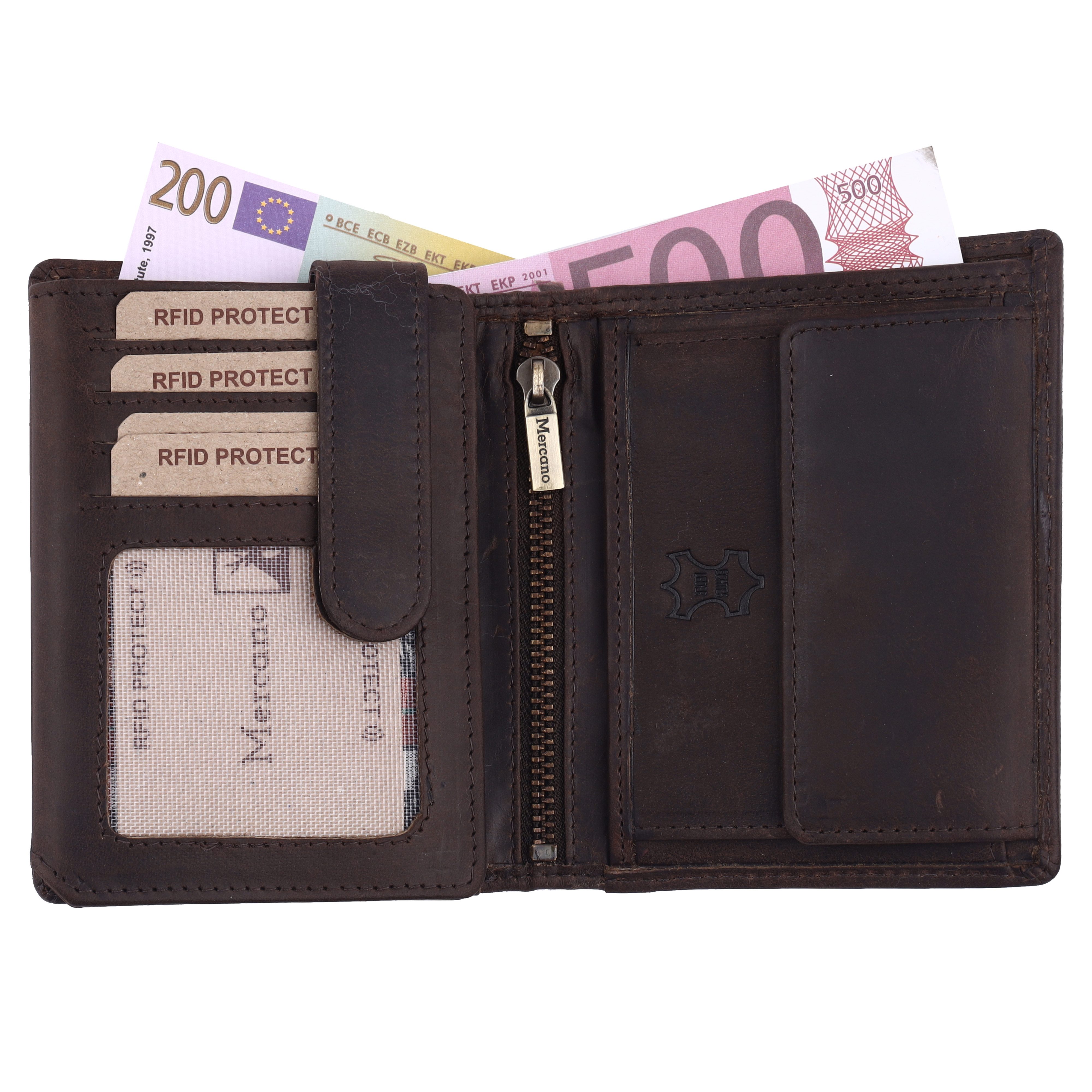 Mercano Geldbörse XXL für Herren aus Echtleder, Münzfach, RFID Schutz, viel günstig online kaufen