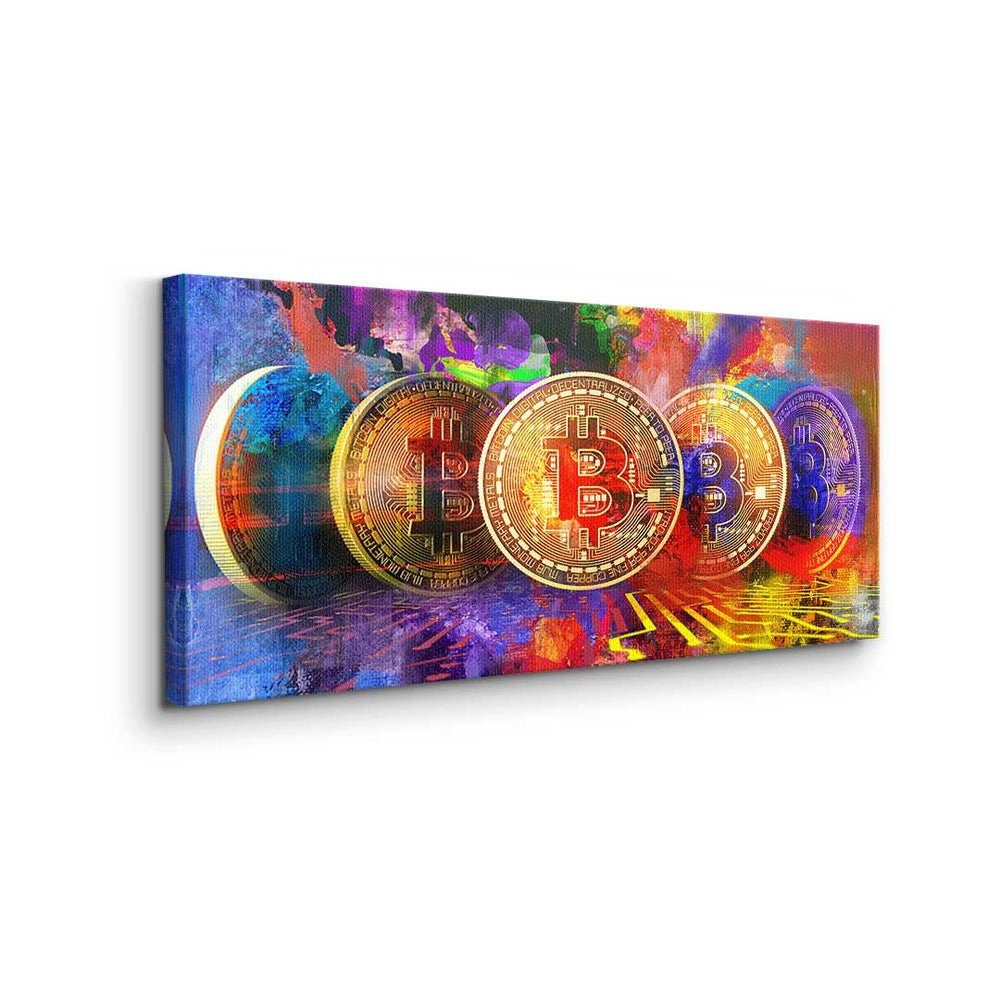 Crypto Leinwandbild, - Bitcoin ohne - Motivati DOTCOMCANVAS® Premium - Trading Multiple - Rahmen Leinwandbild