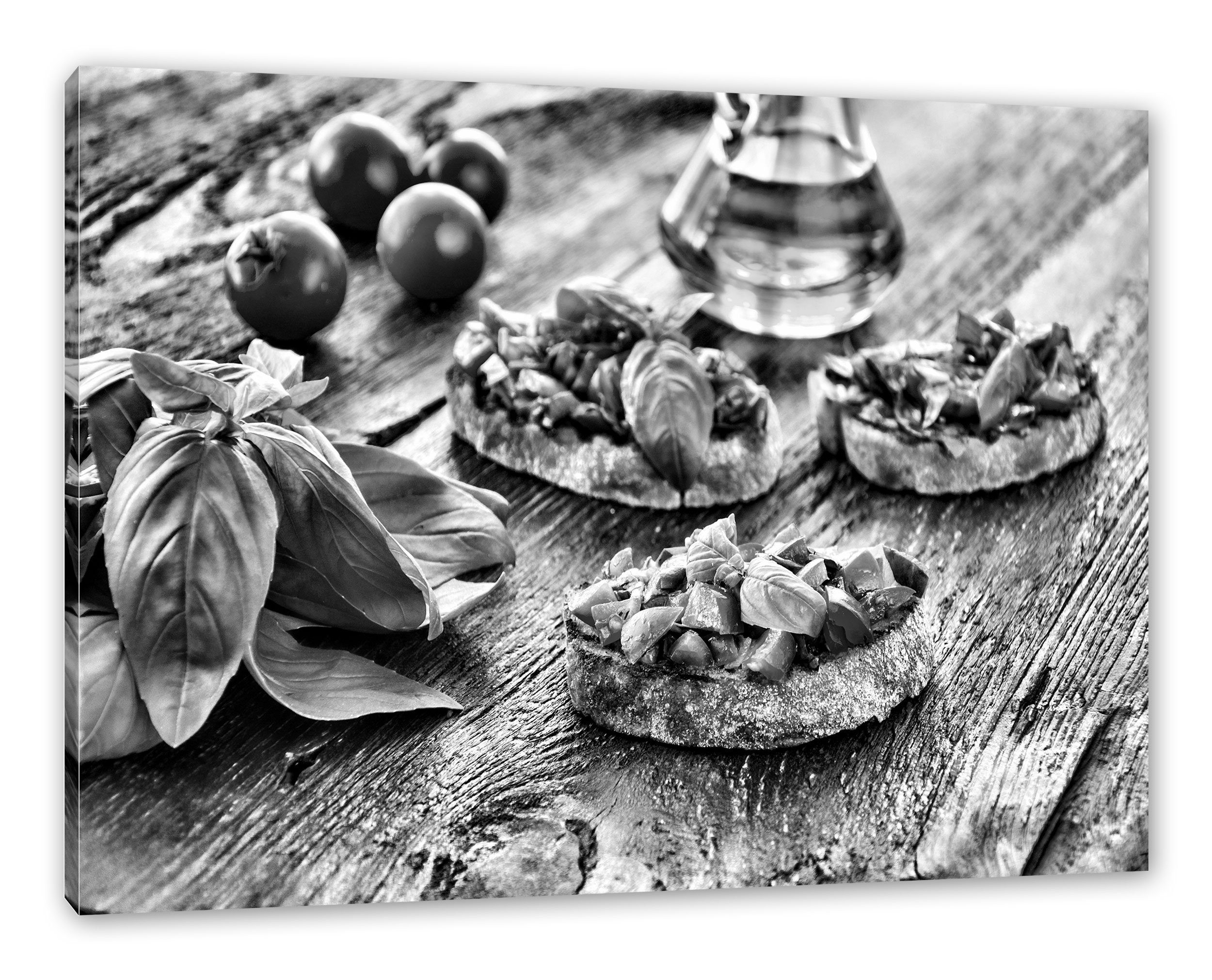 Pixxprint Leinwandbild Italienische Bruschetta, Italienische Bruschetta (1 St), Leinwandbild fertig bespannt, inkl. Zackenaufhänger