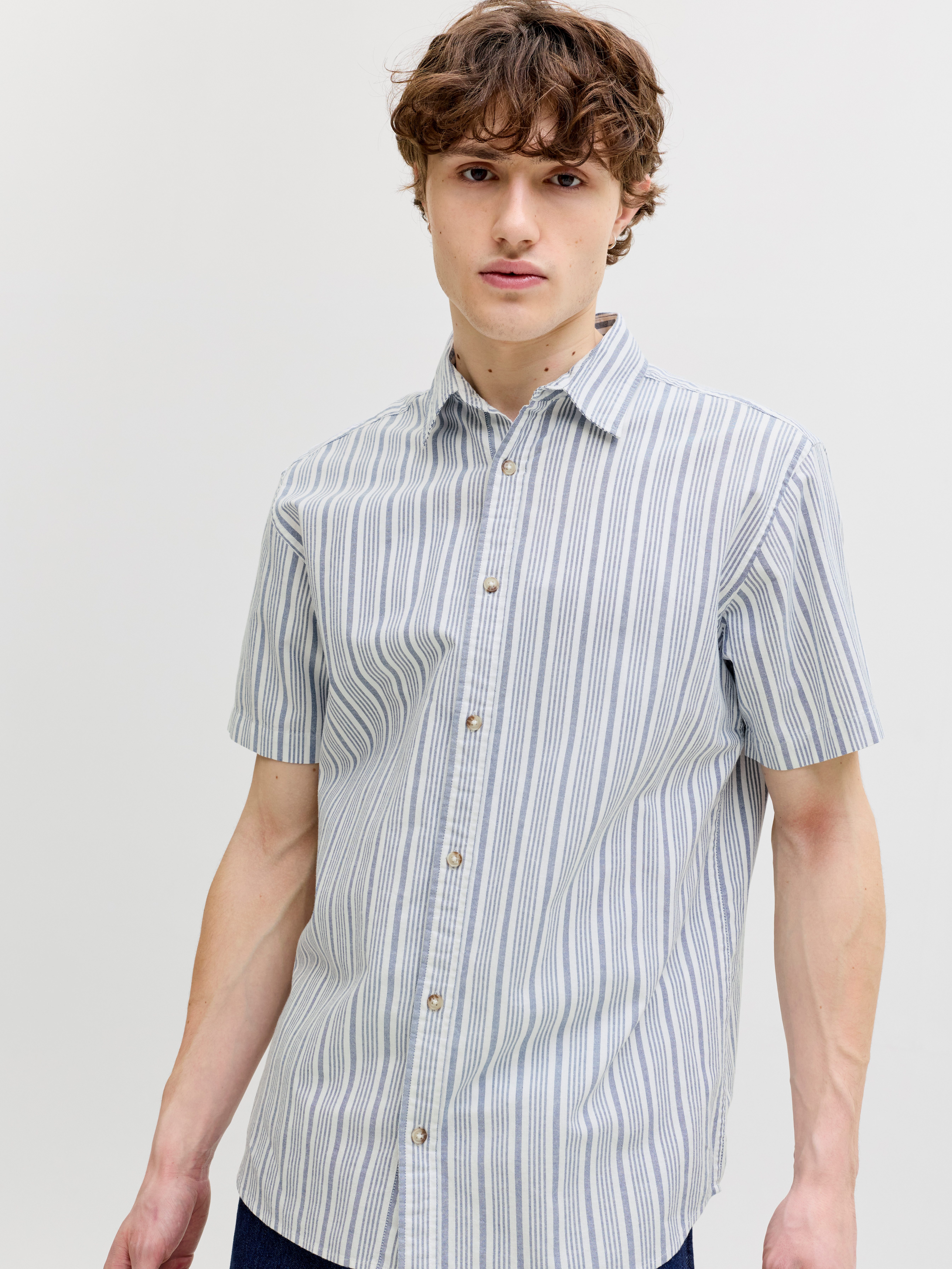 Jack & Jones Kurzarmhemd JJCHAD OXFORD STRIPE SHIRT SS