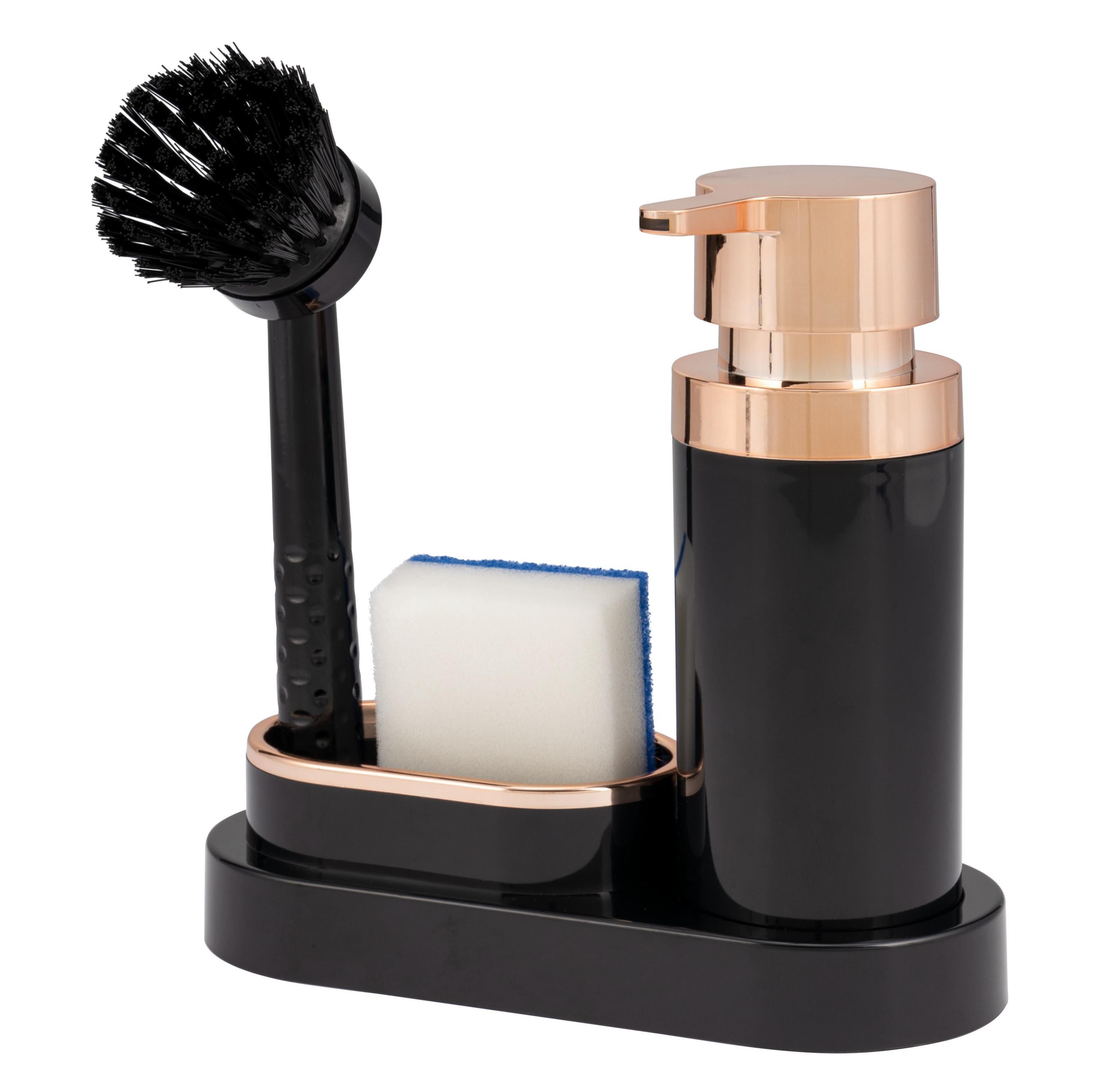 bremermann Spülmittelspender Spülbecken-Organizer, Spülmittelspender, Spülbürste, schwarz-rosegold
