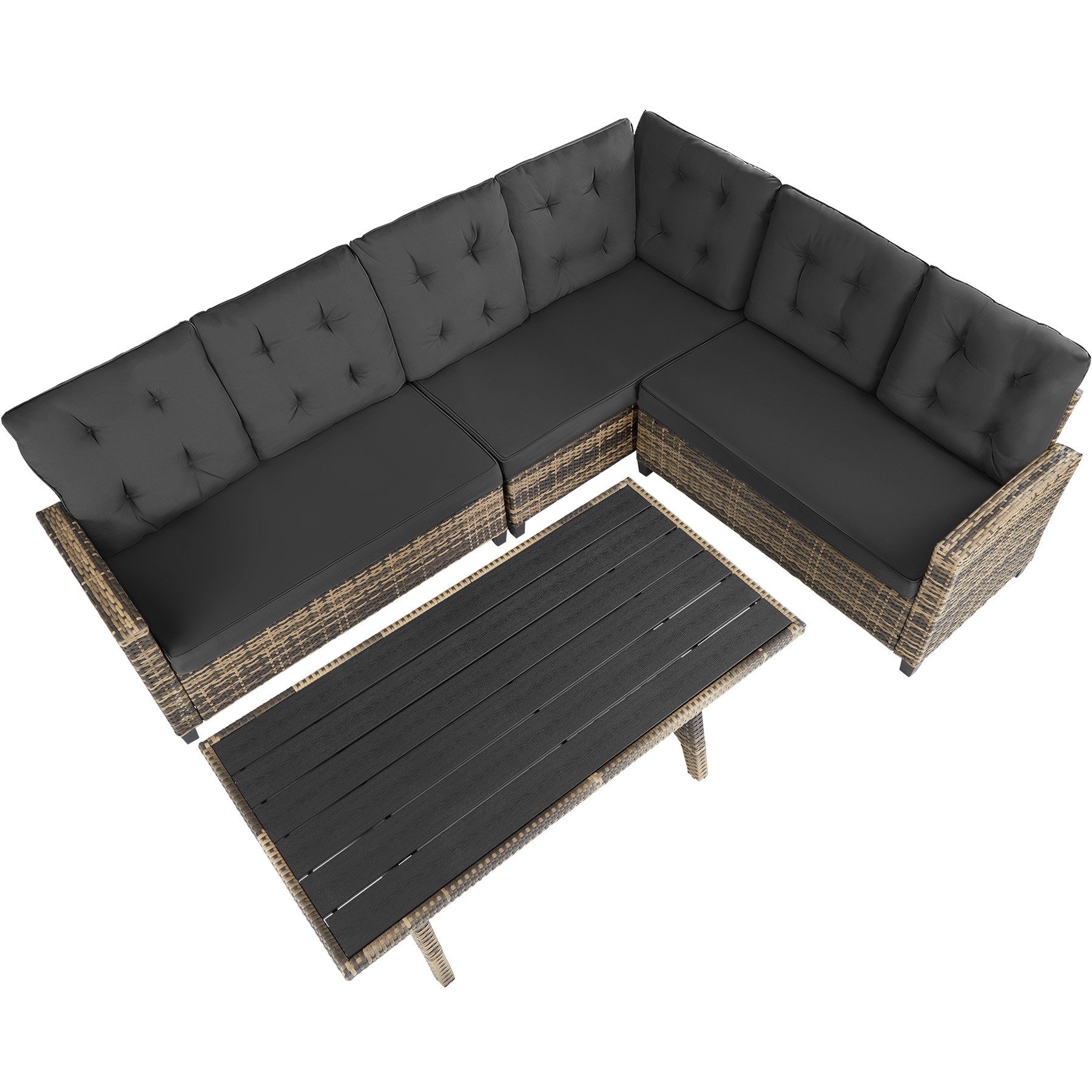 tectake Loungeset gemütliche rattan-gartenmöbel mit weichen polstern, (polyrattan lounge Catania, 3-tlg., in Natur), wetterfestes UV-beständiges Polyrattan