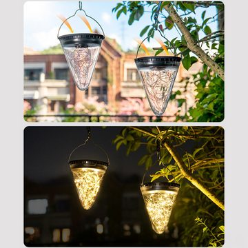 Daisred LED Solarleuchte Solar-Hängeleuchten für außen Solarlampen Solarlampions Gartenlicht, LED fest integriert, warmes Licht 3000 K, Drei Beleuchtungsmodi