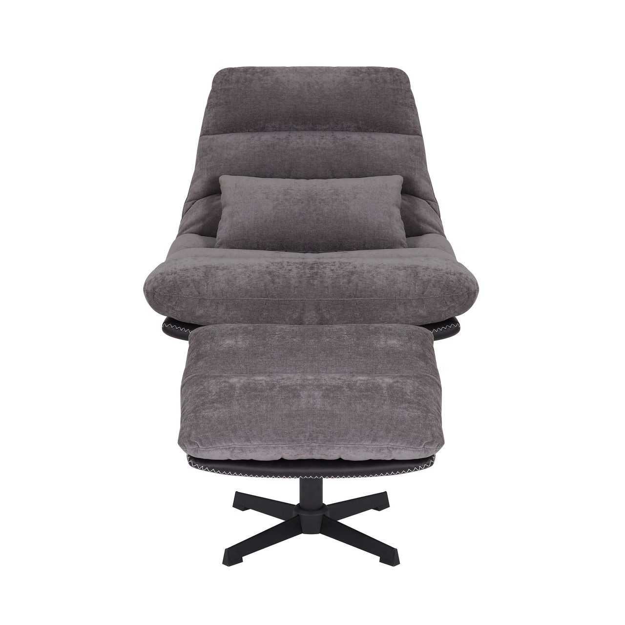 Better Home Relaxsessel gepolsterter Drehstuhl, Relaxsessel mit Hocker hellgrau & schwarz