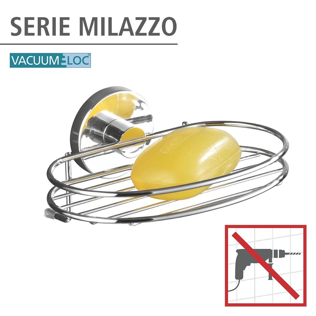 Maximex Seifenablage Vacuum-Loc® Seifenablage Maße ca.: HxBxT: 4.5 x 16,5 x 12 cm aus Stahl, Breite: 16.50 cm, 1-St.