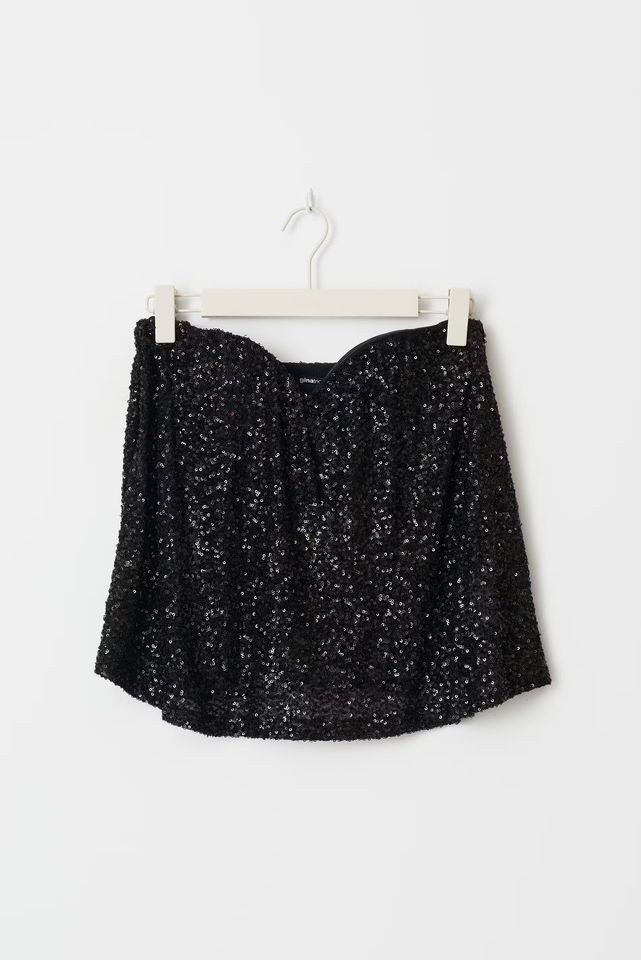 Gina Tricot Shirttop -Gina Tricot – Paillettentop in Schwarz – Ärmelloses Corsagen-Top Silikonabschluss innen – verhindert Verrutschen