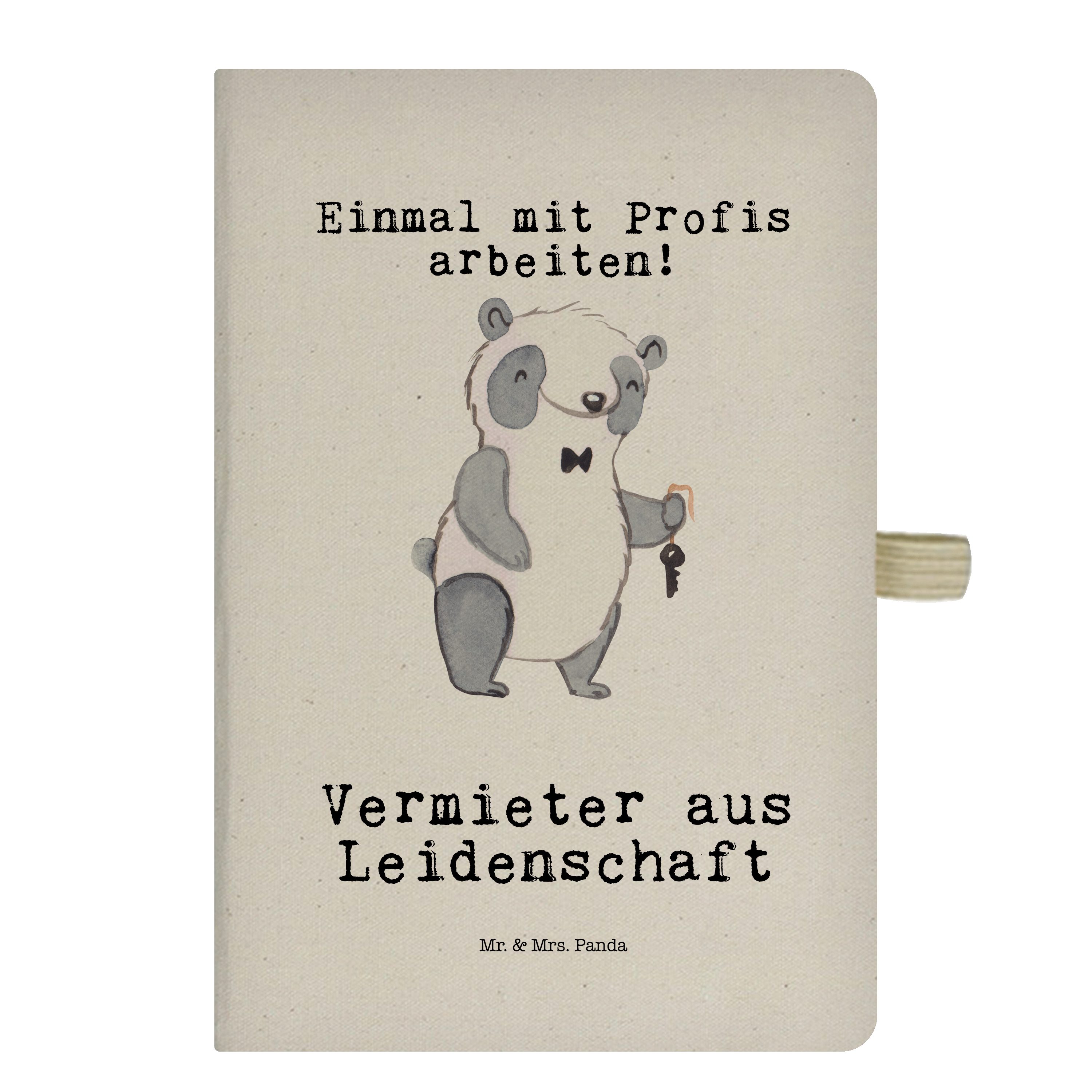 Mr. & Mrs. Panda Notizbuch Vermieter aus Leidenschaft - Transparent - Geschenk, Kladde, Schenken Mr. & Mrs. Panda