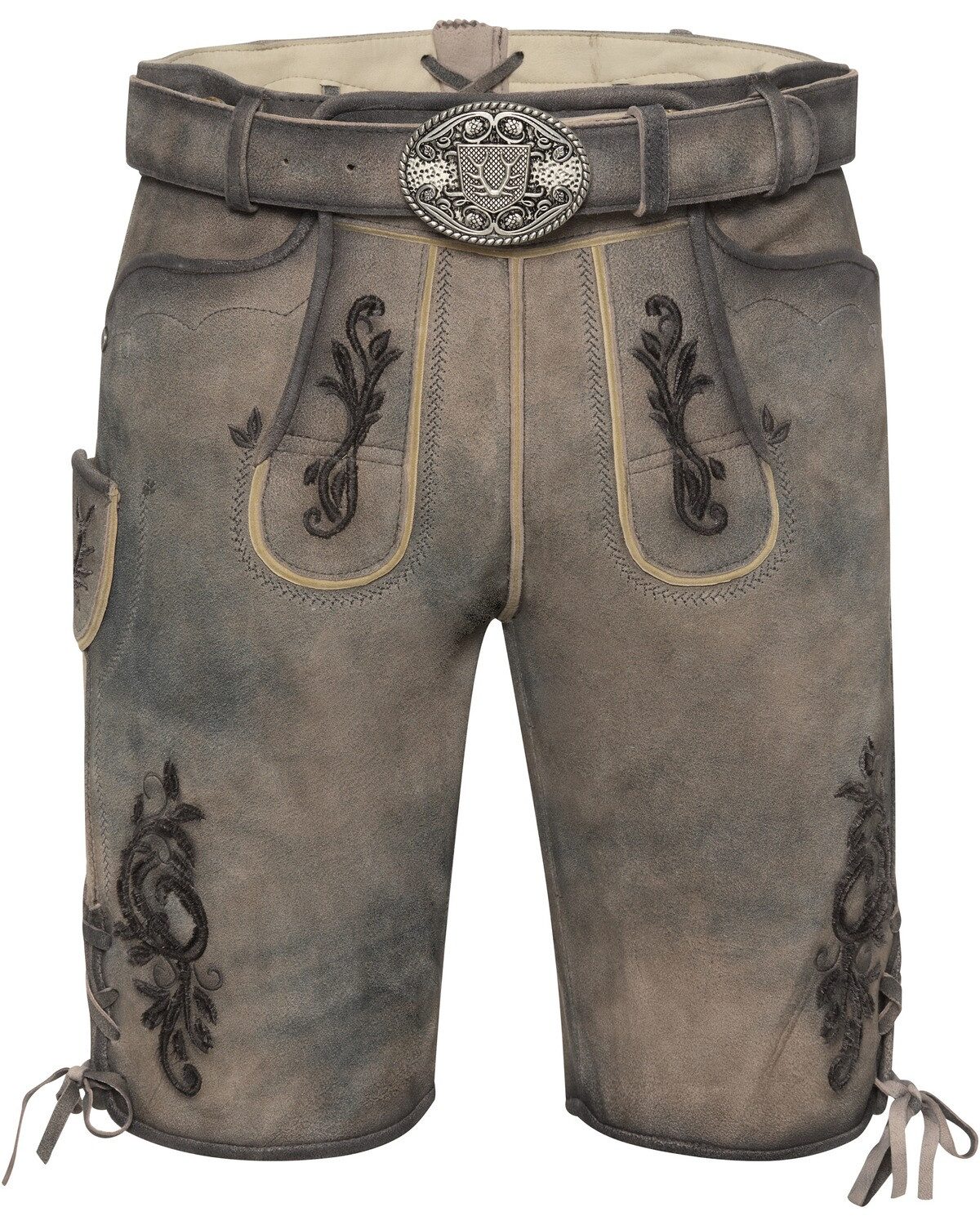 KRÜGER BUAM Trachtenlederhose Kurze Lederhose mit Gürtel