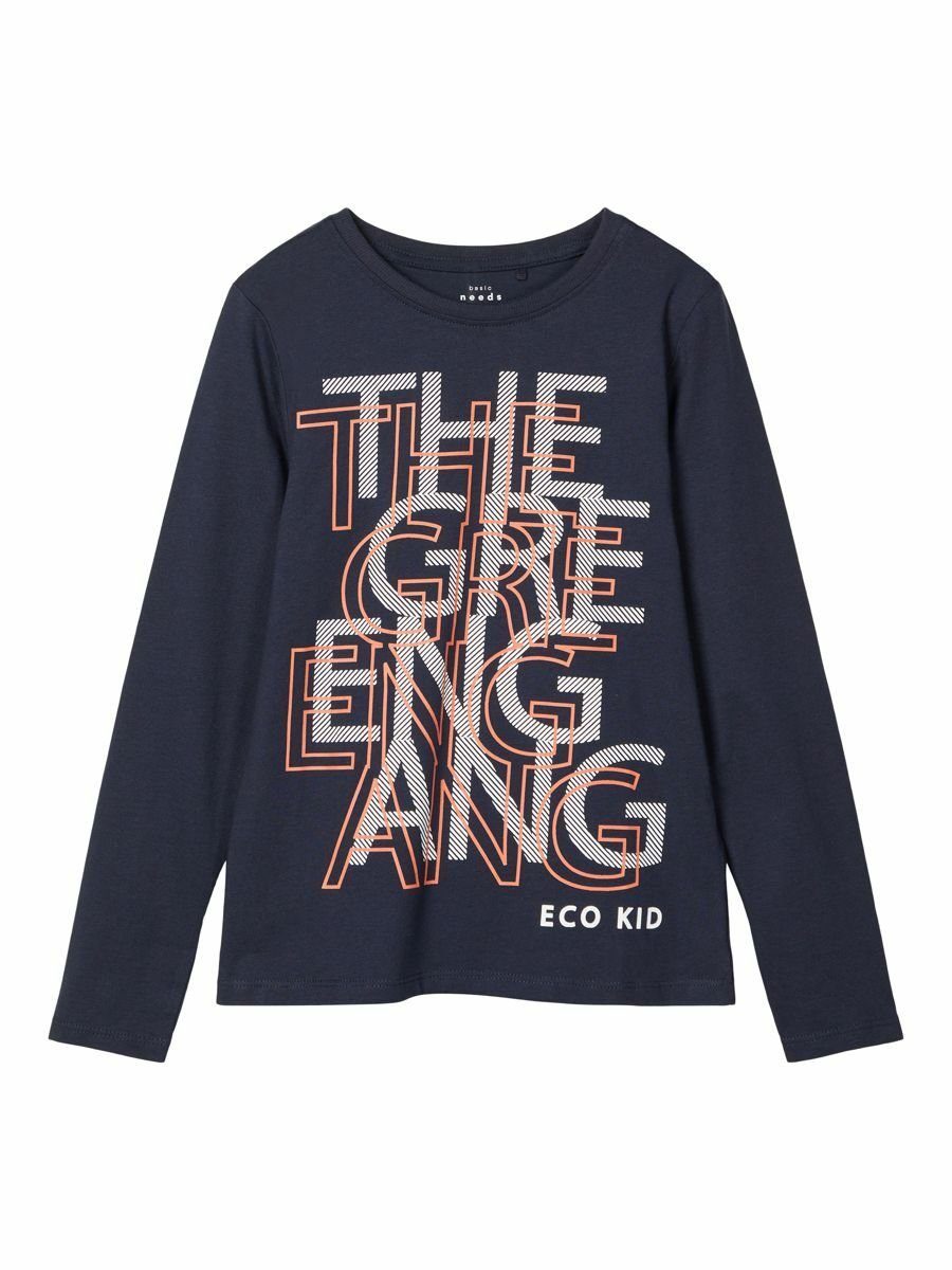 Name It aus It mit Longsleeve reiner Print (1-tlg) Frontprint Jungen langärmelig Name Pullover Baumwolle, mit