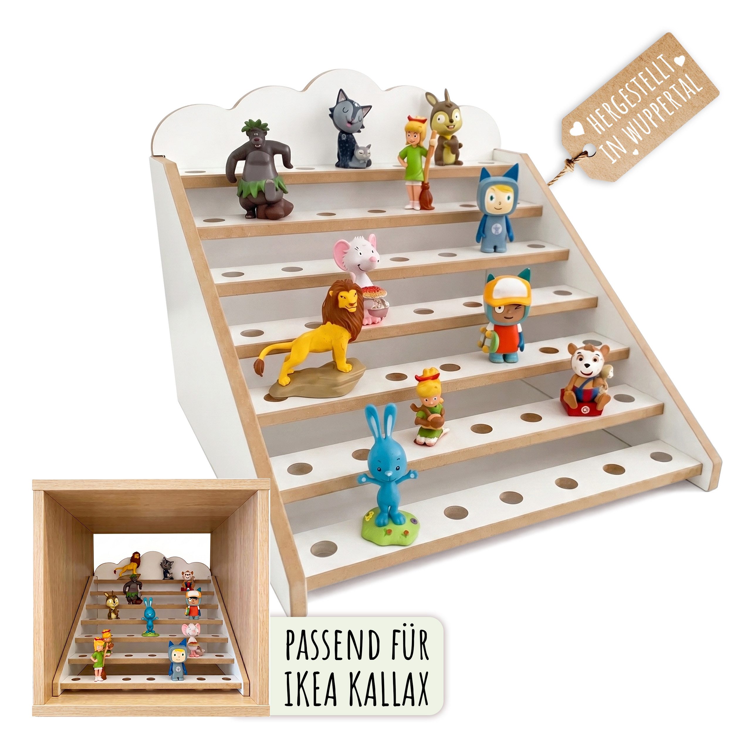 Holzura Kinderregal Tonie Regal für IKEA KALLAX – magnetisch – für ca. 50 Toniefiguren