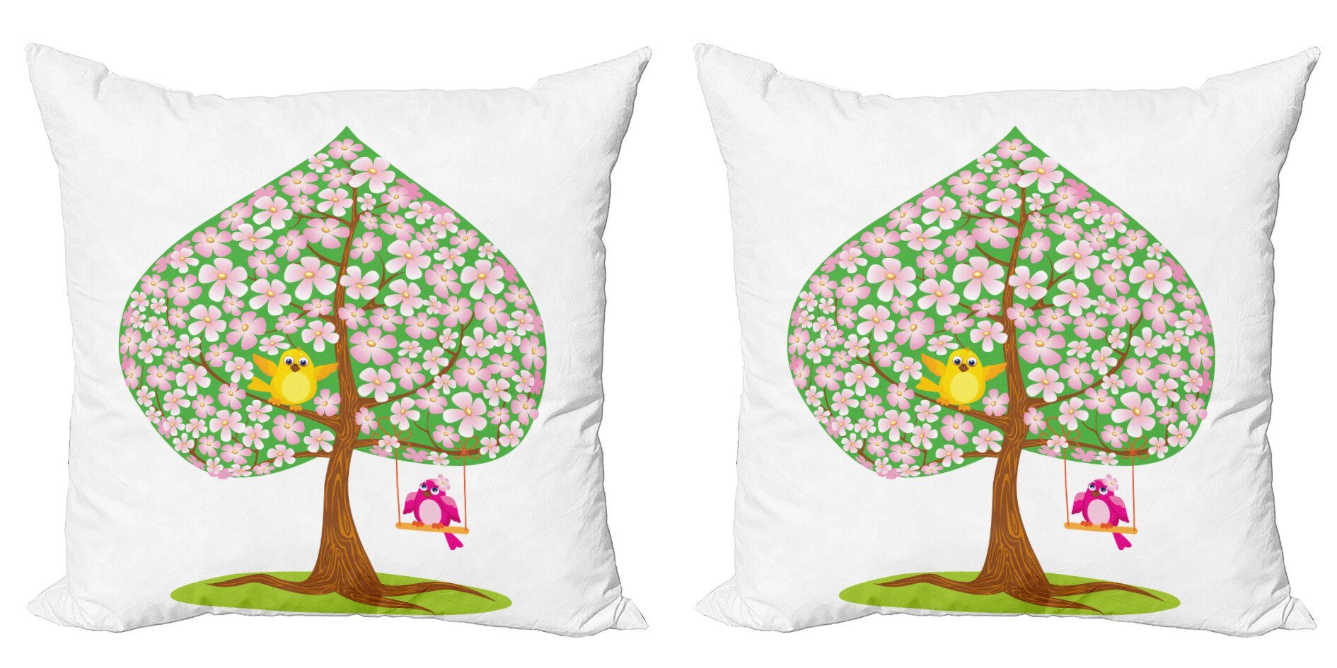 Herz-Form-Blüten Abakuhaus (2 Stück), Kissenbezüge Digitaldruck, Modern Accent Frühling Doppelseitiger