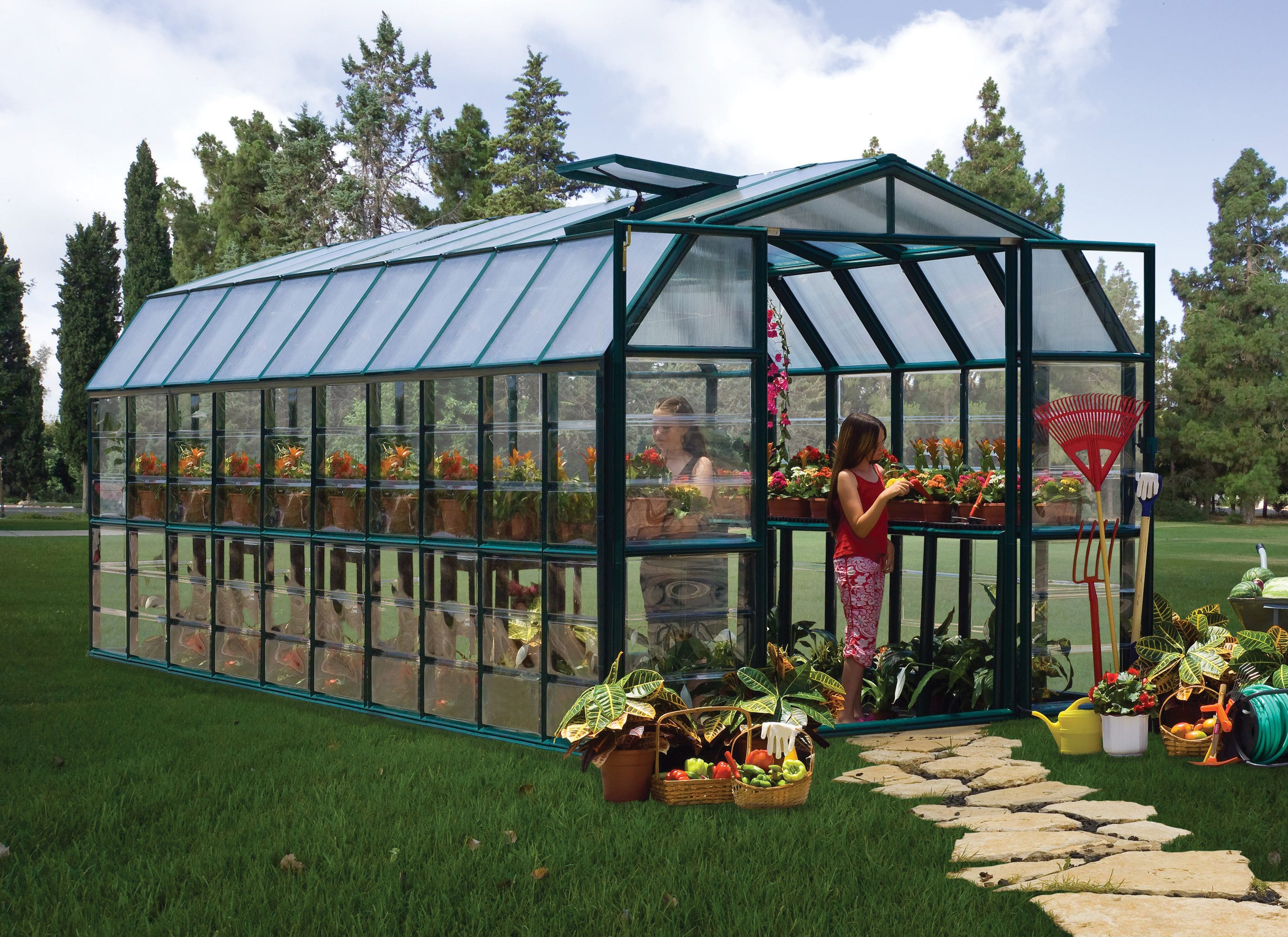 Palram - Canopia Gewächshaus Grand Gardener, BxTxH: 265 x 637 x 238 cm, BxLxH: 60 x 160 x 238 cm, 0,8 mm Wandstärke, lebenslang widerstandsfähige Wandpaneele