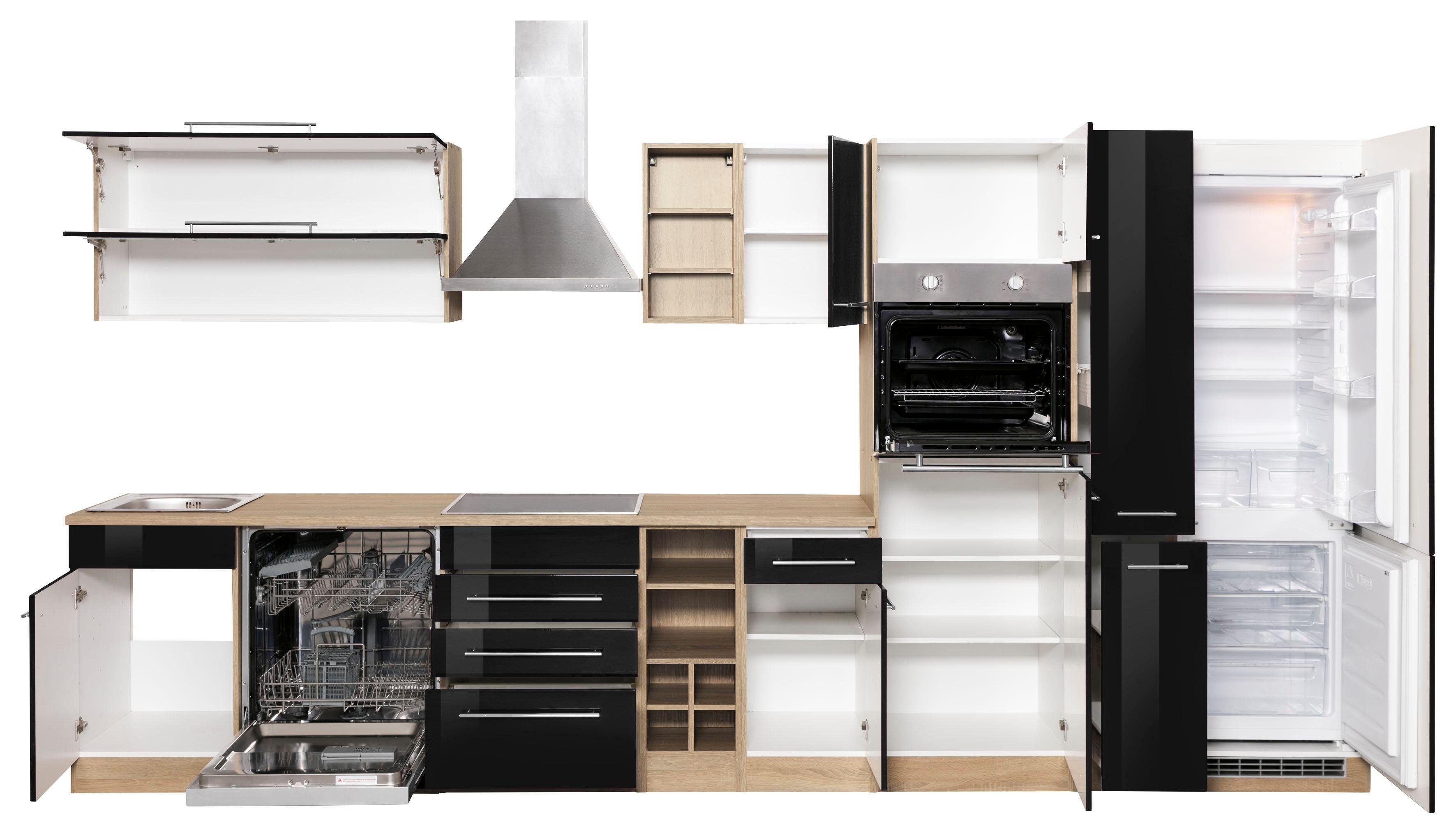 KOCHSTATION Küchenzeile KS-Eton, mit E-Geräten, Breite 390 cm