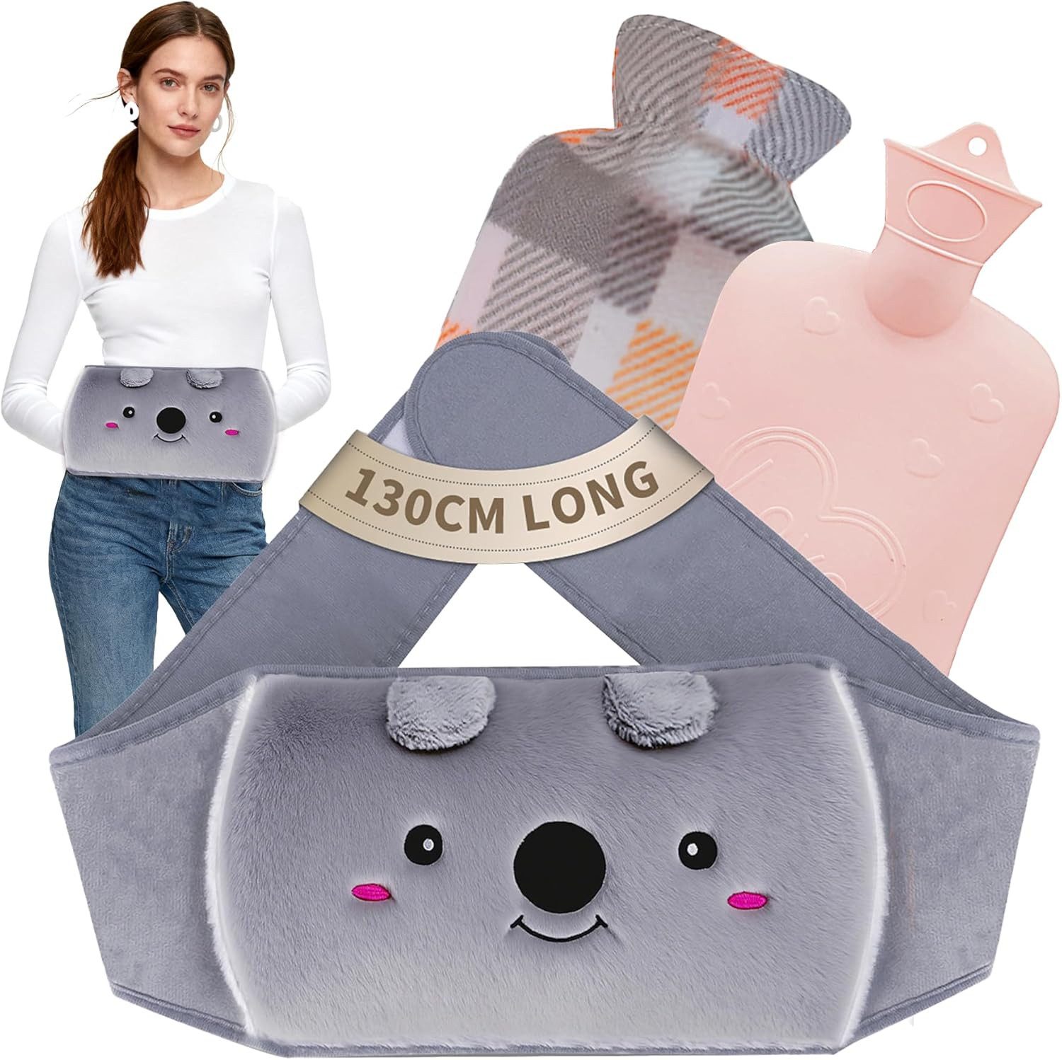 FELIXLEO Wärmekissen Wärmflasche Gürtel 1L Koala, 130cm Extra Lang und Flauschig, (1-tlg)