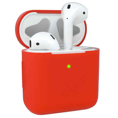 EAZY CASE Kopfhörer-Schutzhülle Silikon Hülle kompatibel mit Apple AirPods 1 & 2, Silikoncase Box Schutzhülle Cover Box Hülle Hülle für Airpods Rot