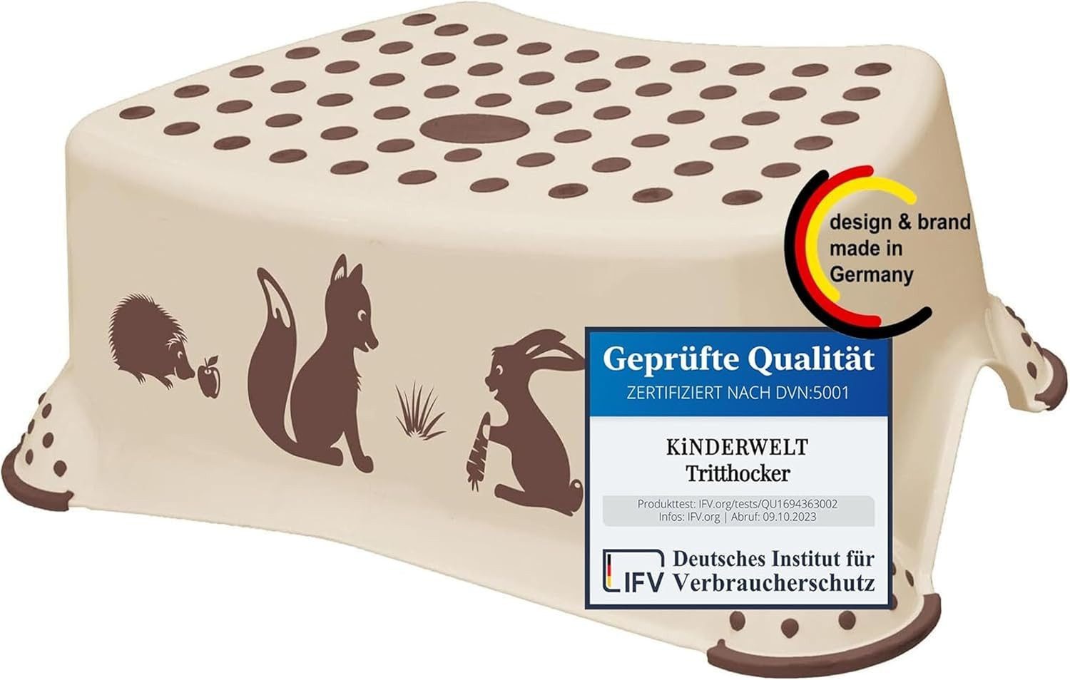 Tritthocker Premium Tritthocker Forest beige stabiler Hocker für Kinder