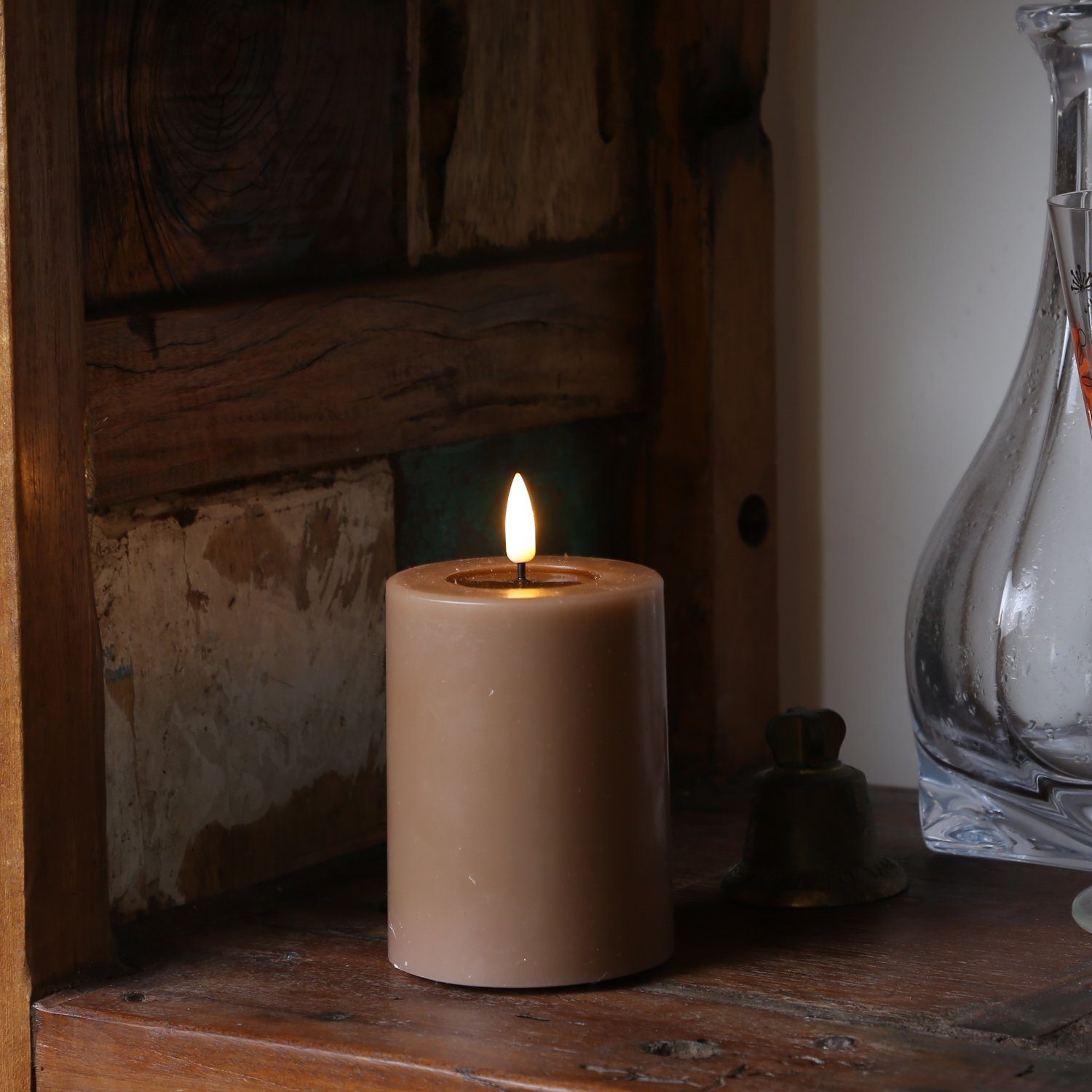 Deluxe Homeart LED-Kerze Mia Echtwachs Deluxe Wachsspiegel flackernd H: 10c günstig online kaufen