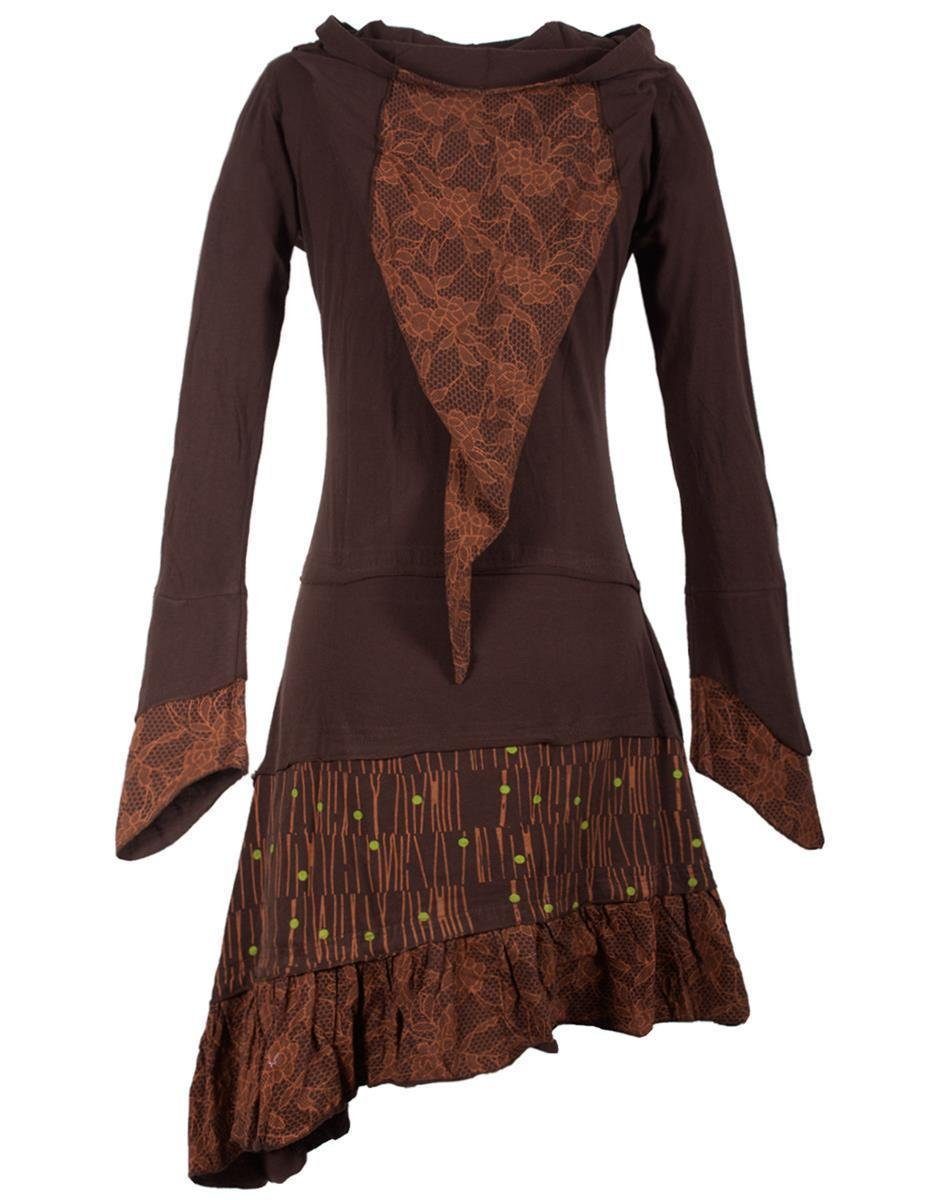 Vishes Jerseykleid Lagenlook Patchworkkleid mit Zipfelkapuze, günstig online kaufen